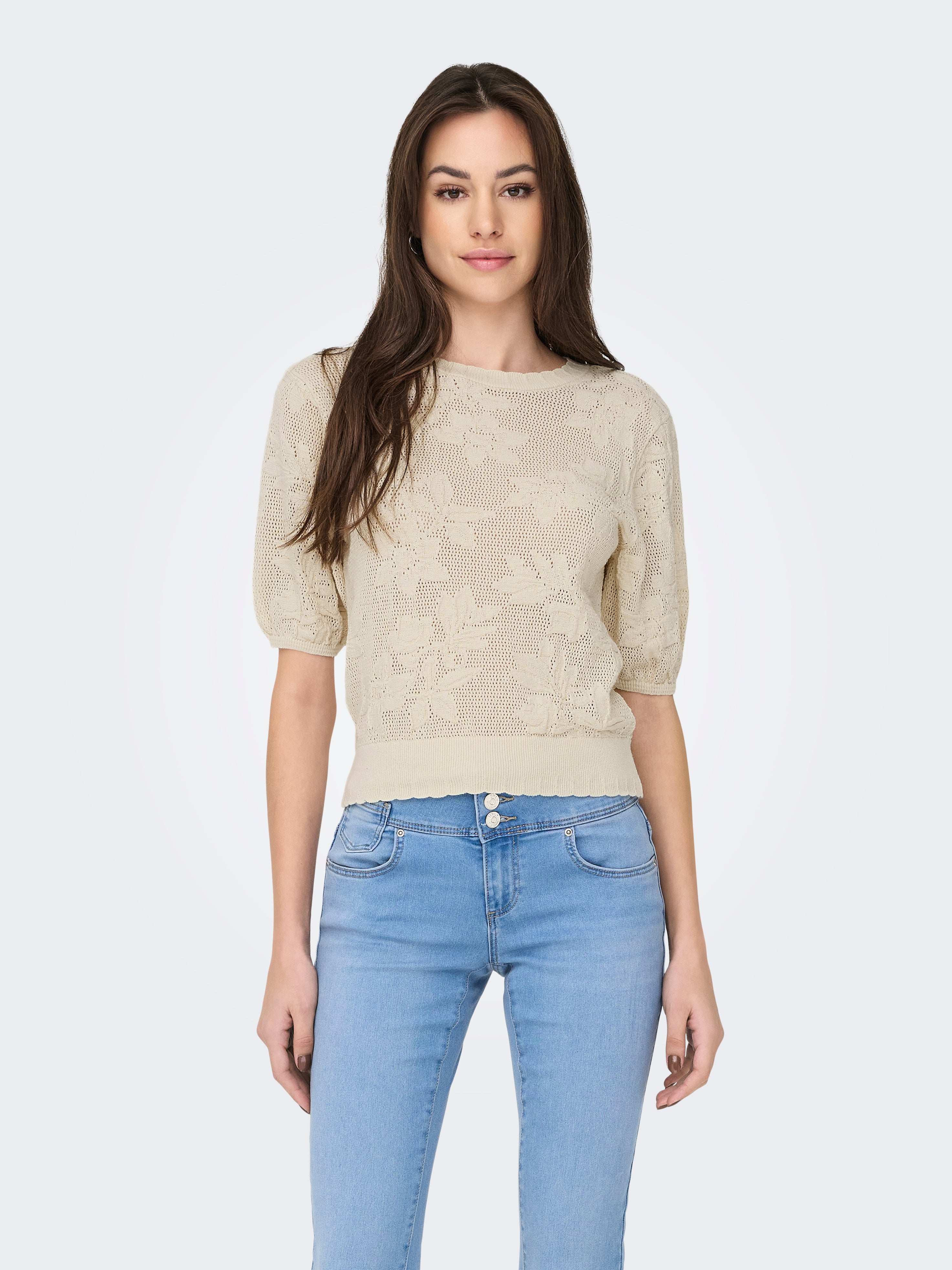 ONLELLA SS FLOWER PULLOVER KNT