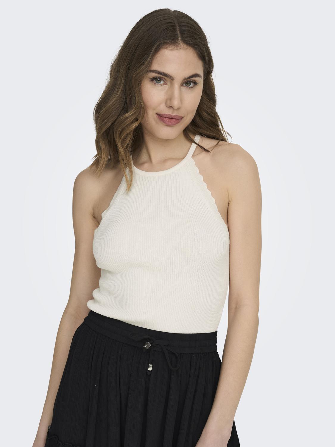 ONLGEMMA SL SCALLOP HLTNECK TOP KNT