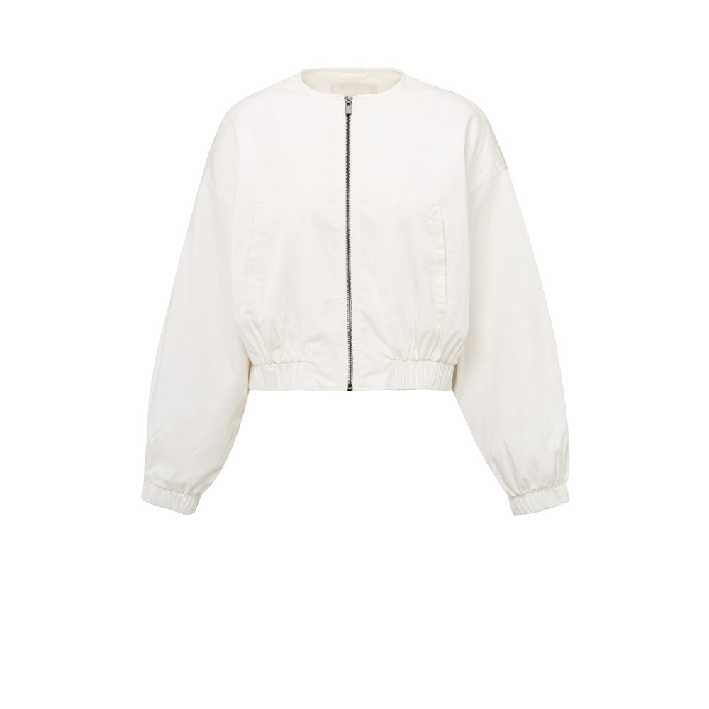 Woven cropped bomber jacket