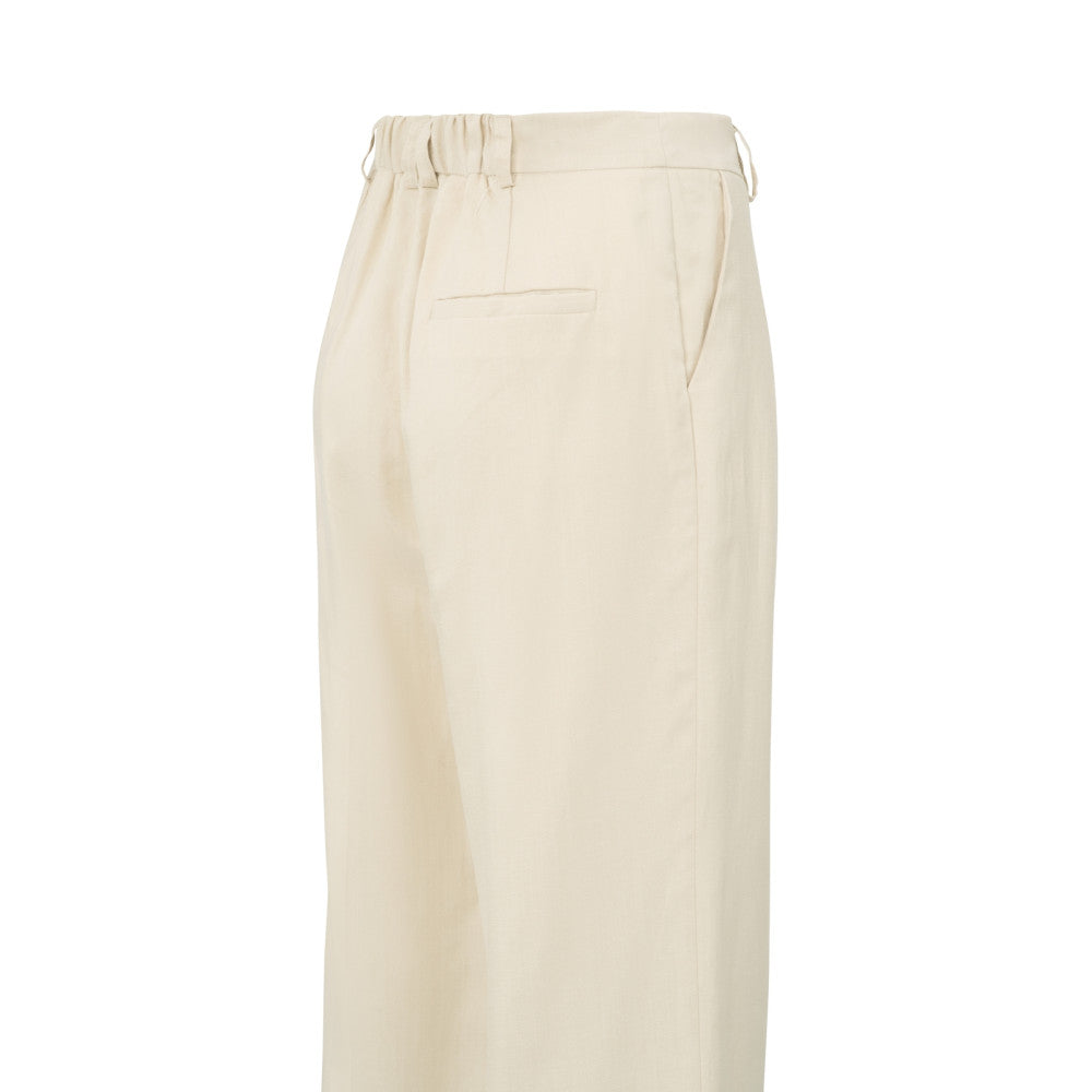 Linen mix wide leg trouse-L32