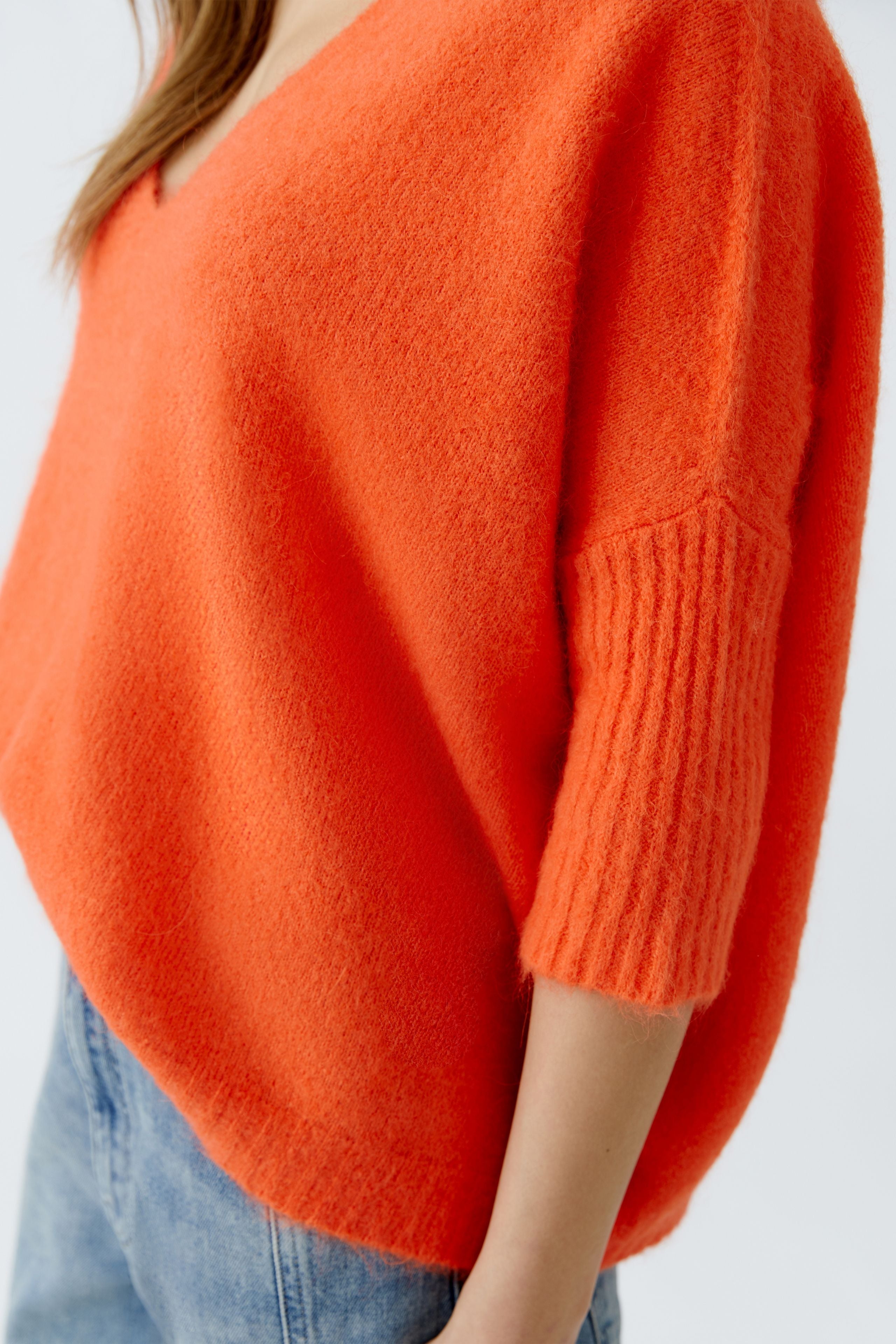 Oui Oversized Alpaka Pullover mit V-Ausschnitt