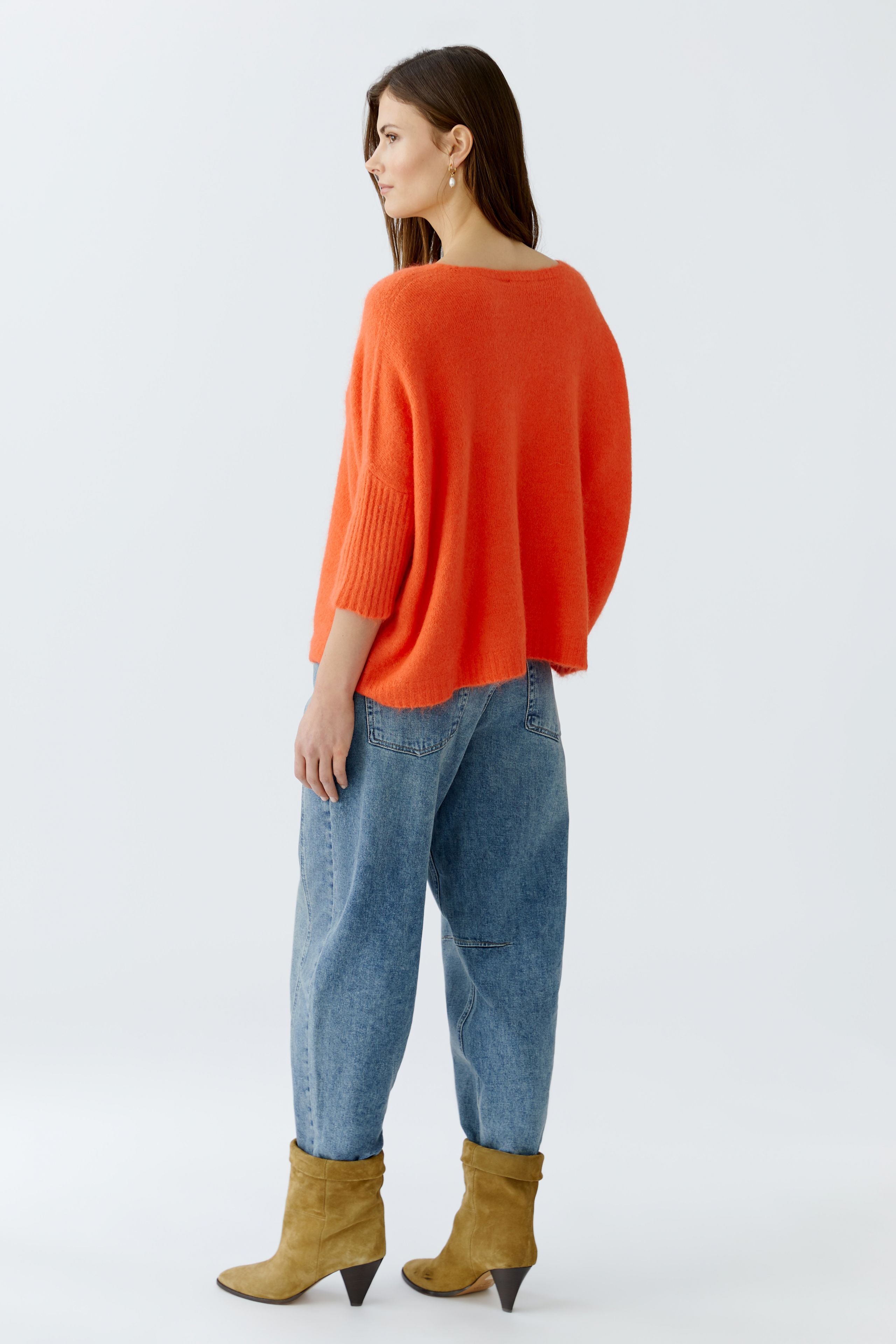Oui Oversized Alpaka Pullover mit V-Ausschnitt