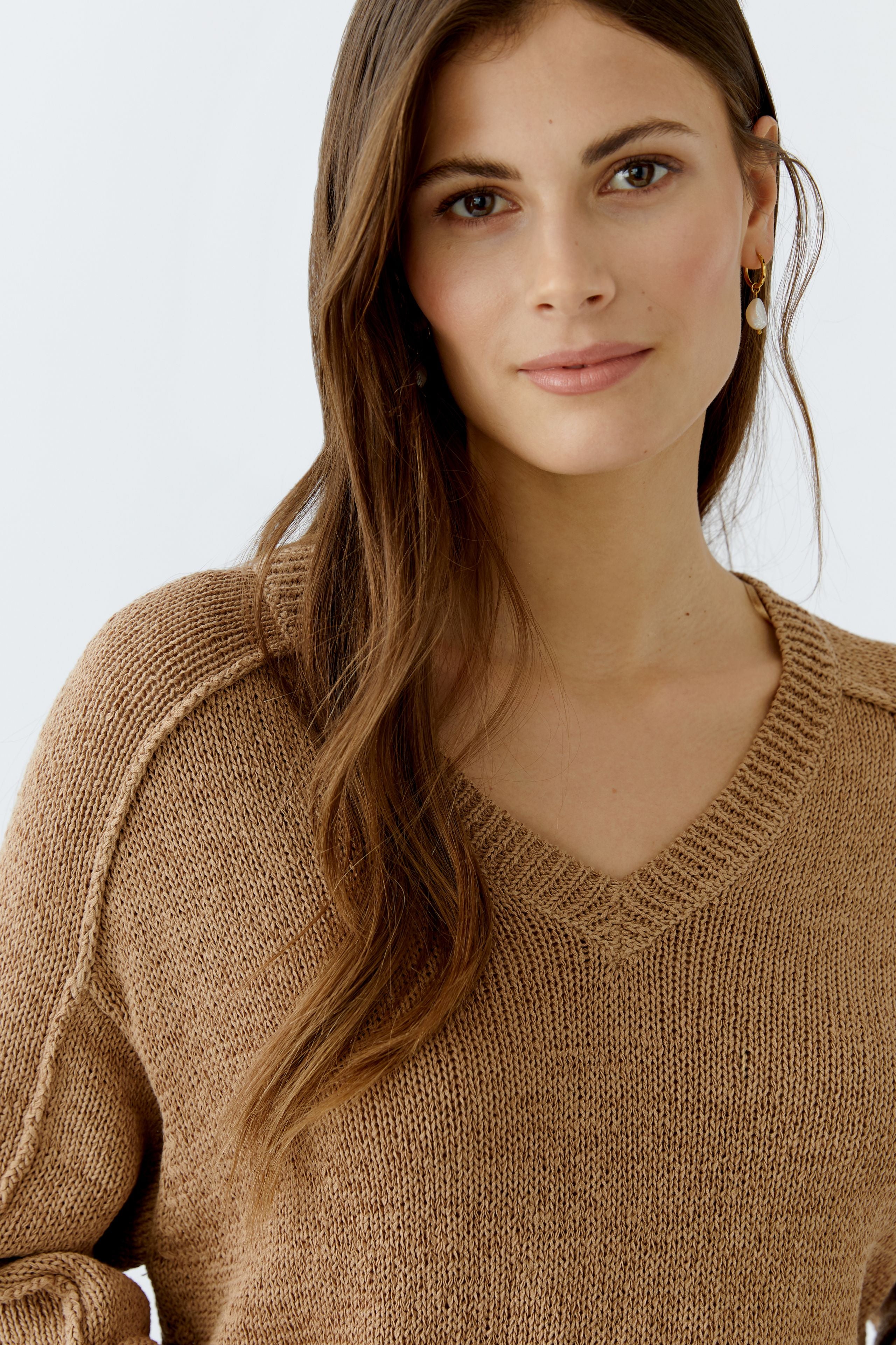 Pullover Baumwollmischung mit Leinen