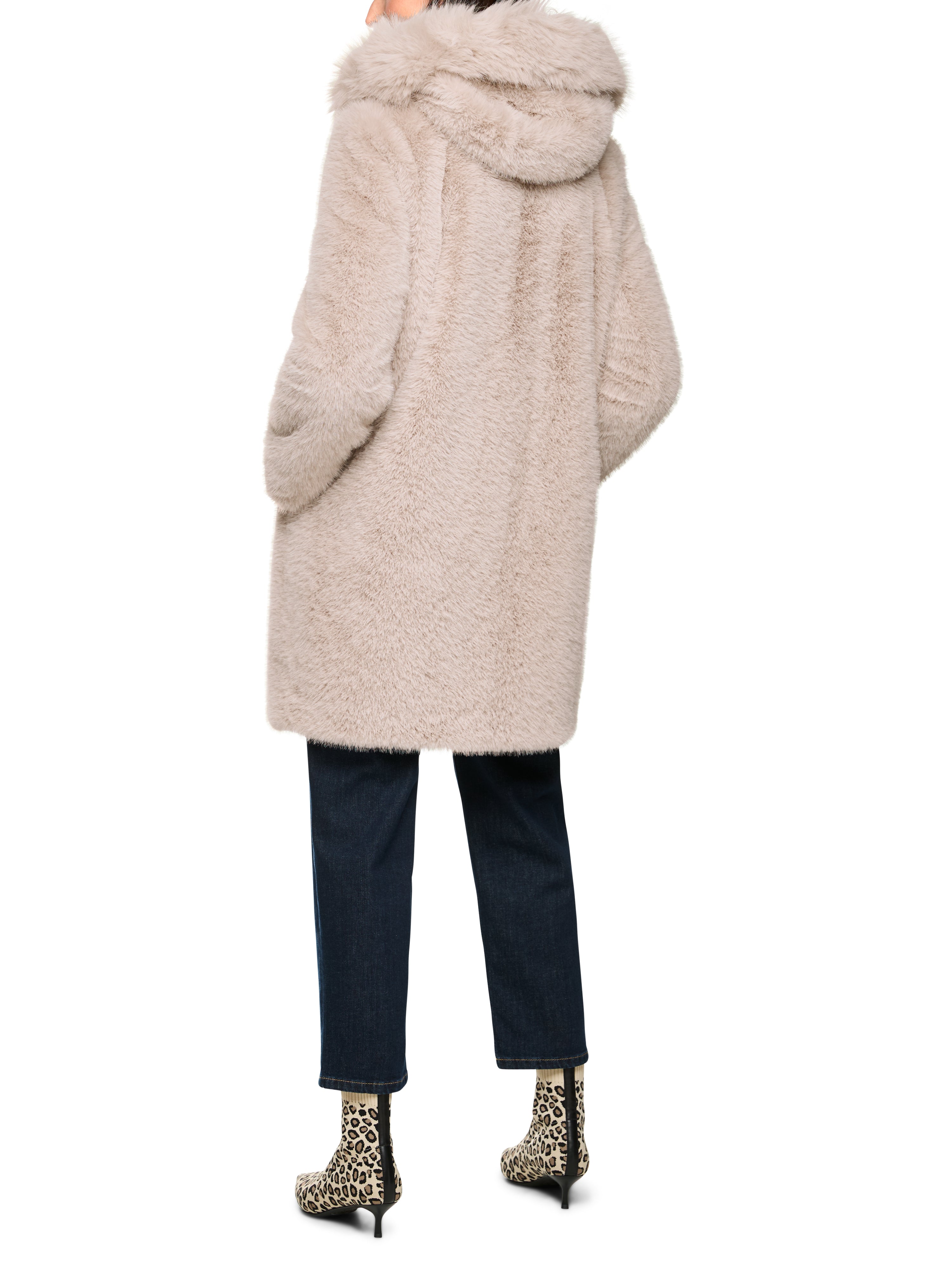 Marc Cain Mantel aus Fake Fur mit Kapuze