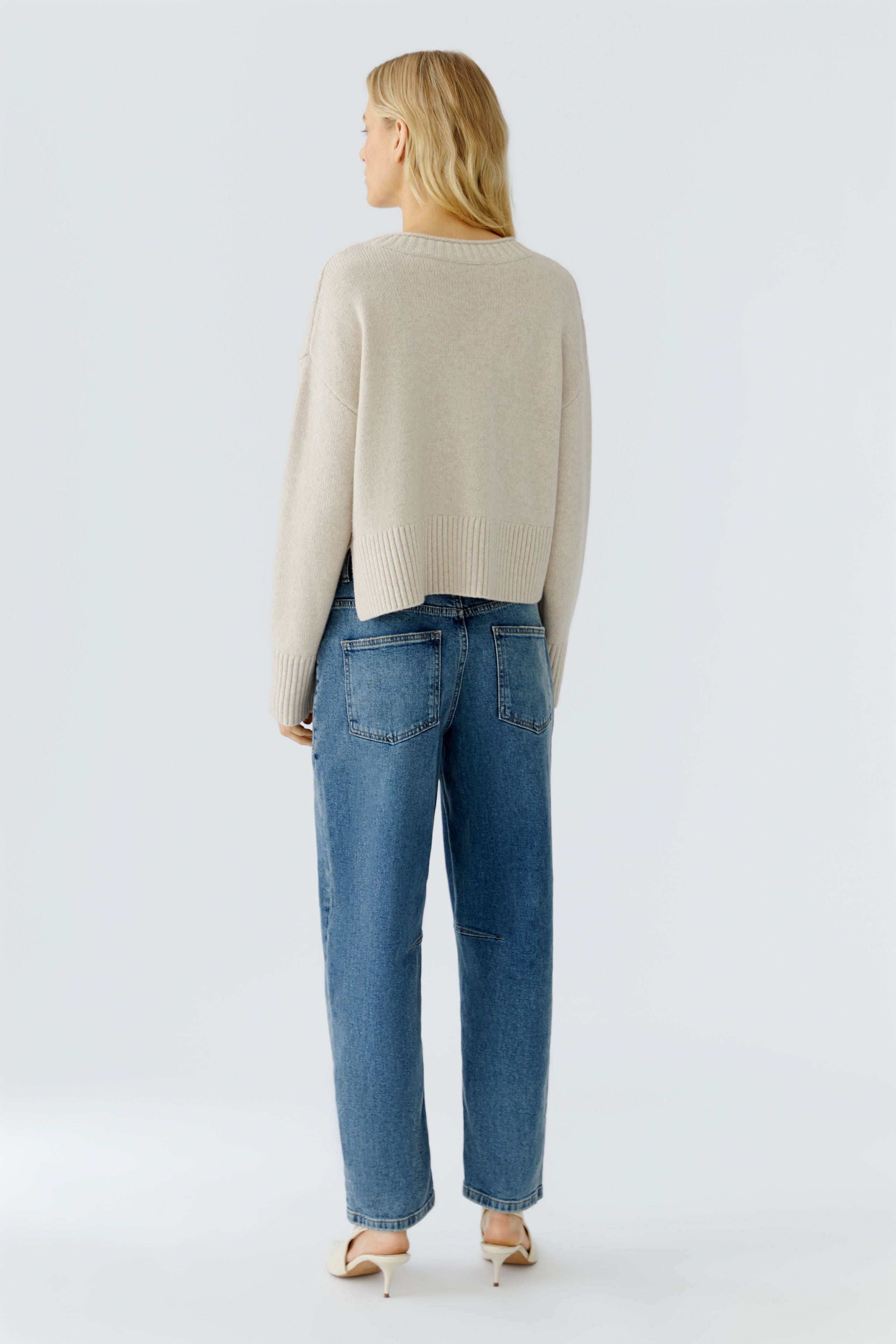 OUI Lässiger Pullover mit Rundhalsausschnitt und schmaler Rollkante