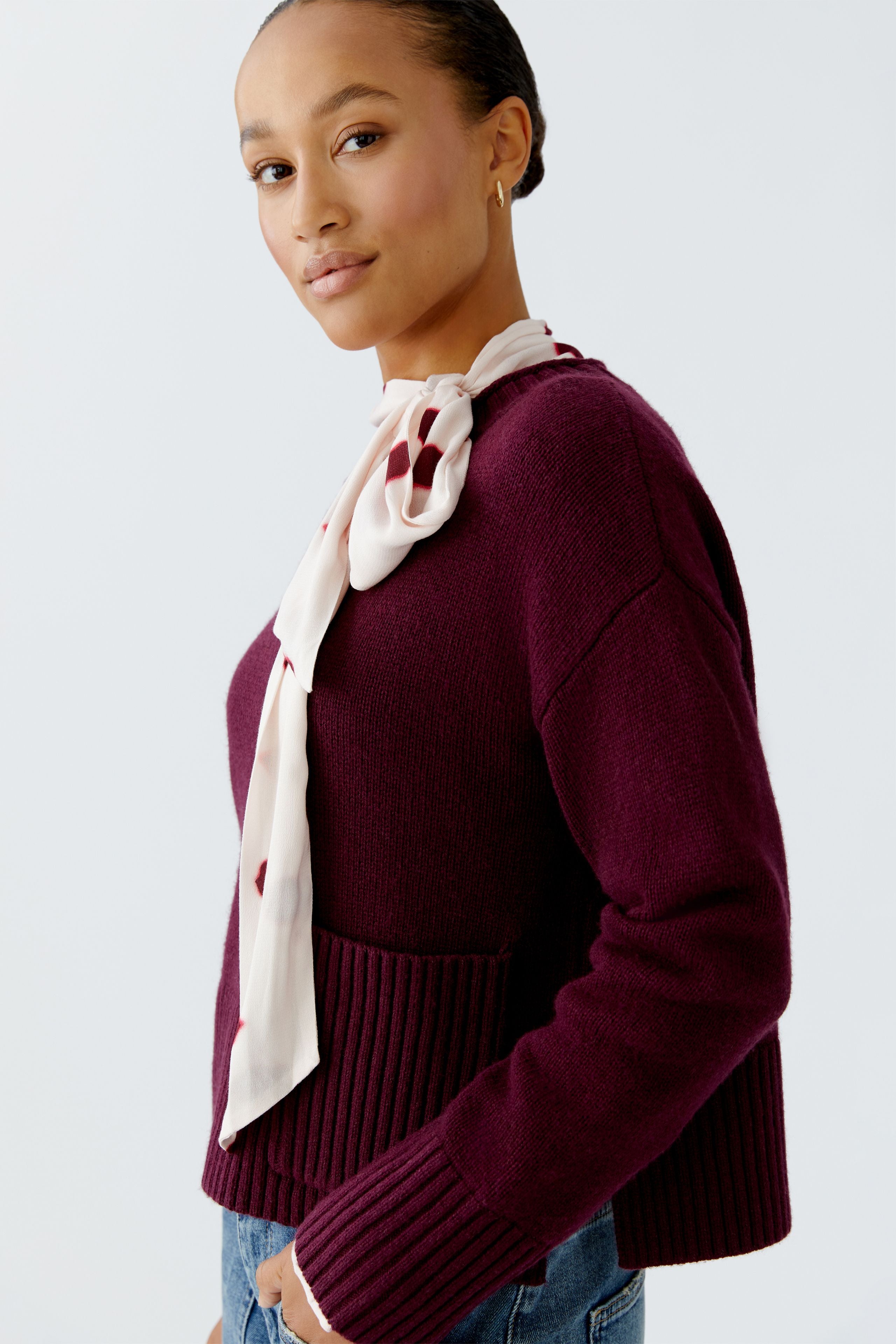 OUI Pullover mit Rundhalsausschnitt und schmaler Rollkante