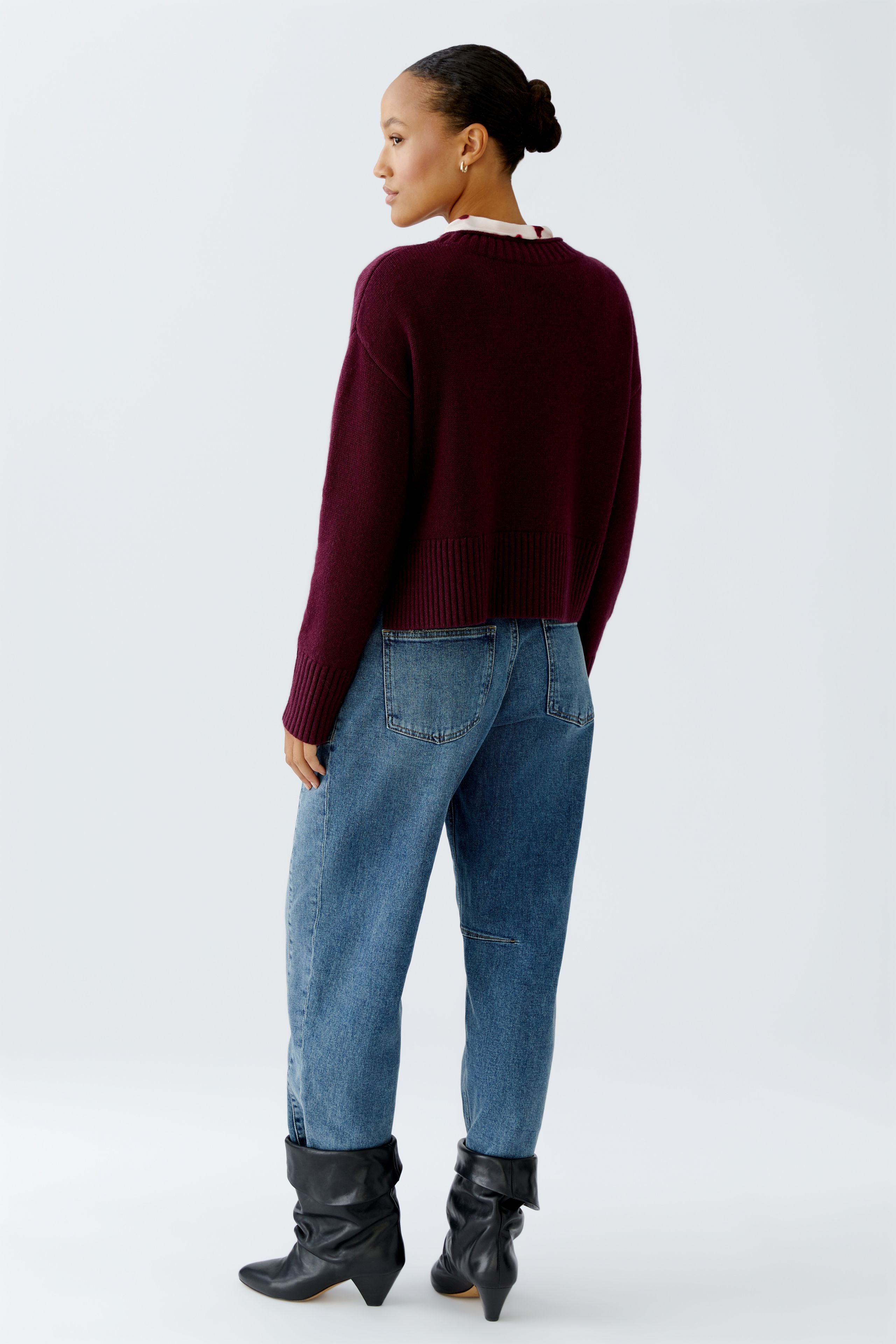 OUI Pullover mit Rundhalsausschnitt und schmaler Rollkante