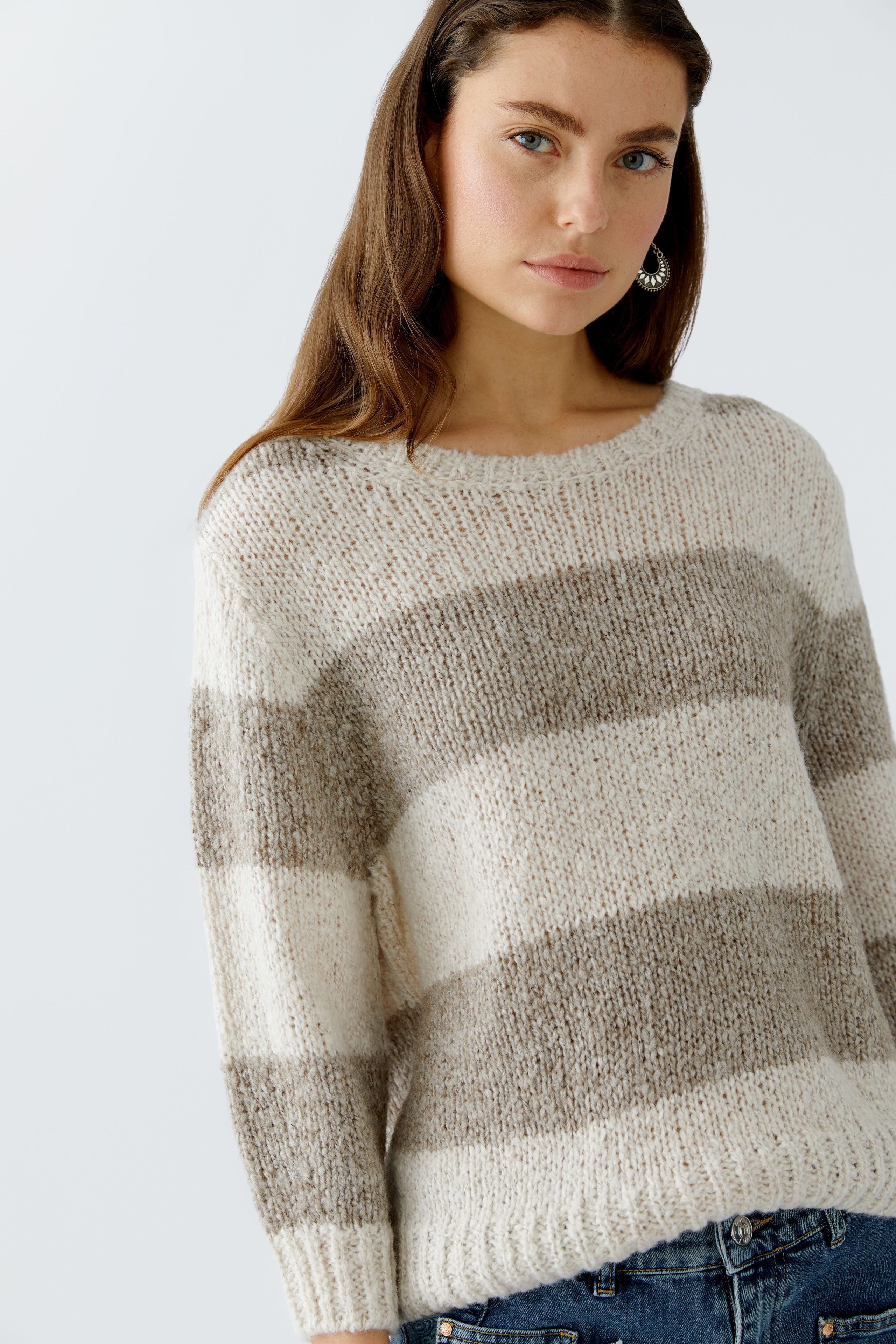 OUI Kuschelpullover ESMY mit verkürztem Arm - lässig in Blockstreifen