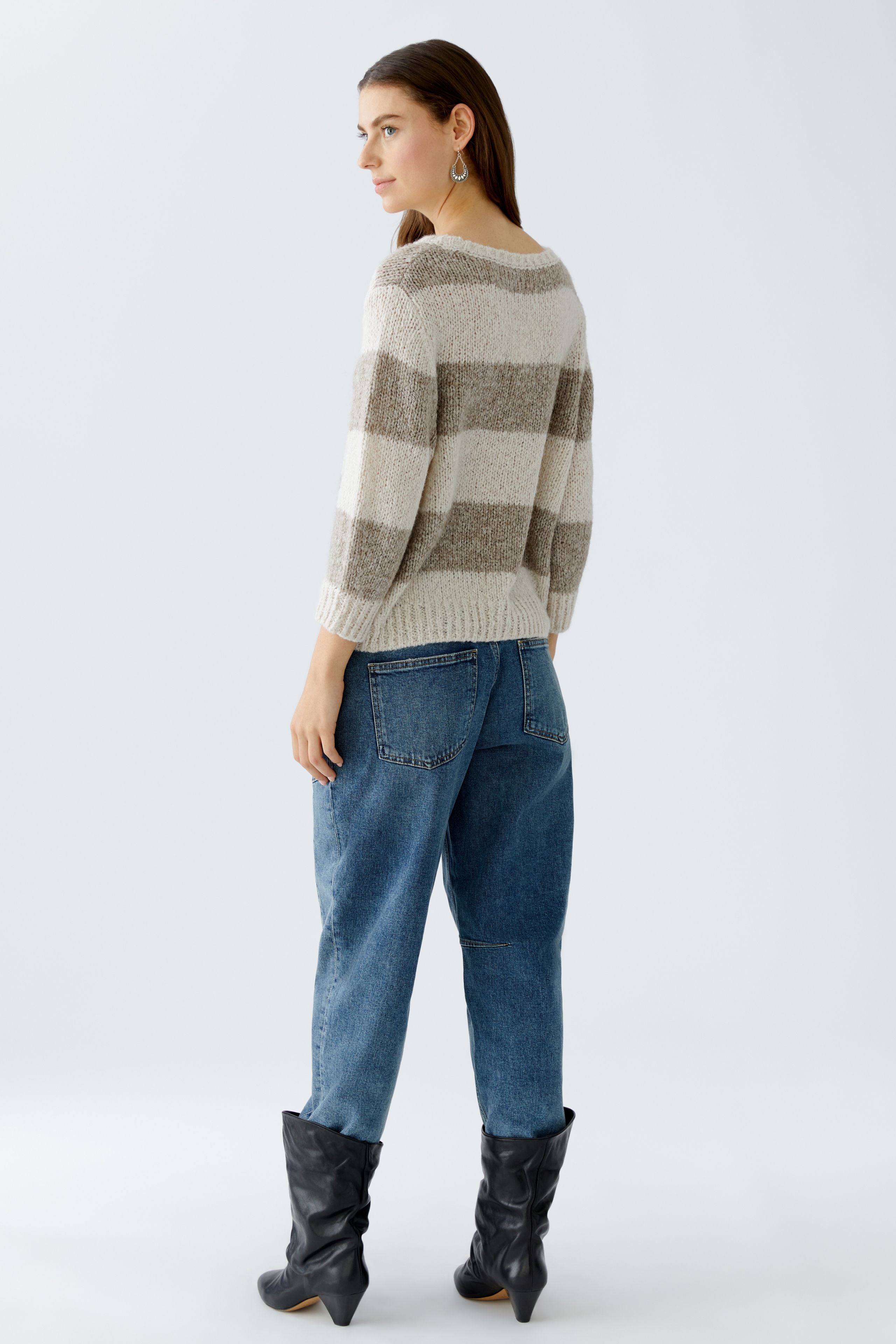 OUI Kuschelpullover ESMY mit verkürztem Arm - lässig in Blockstreifen