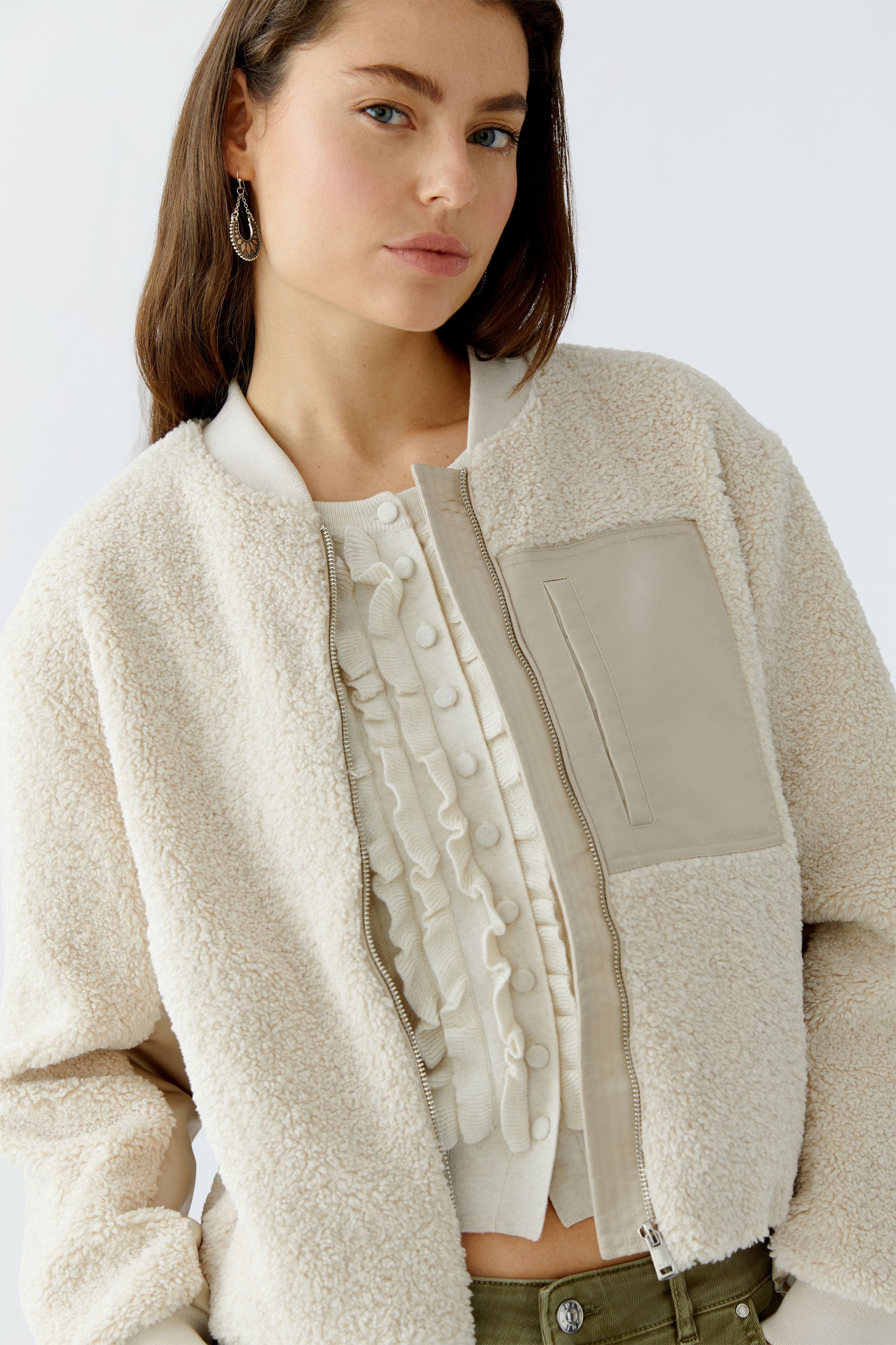 OUI Blouson mit Patch aus Teddyfell