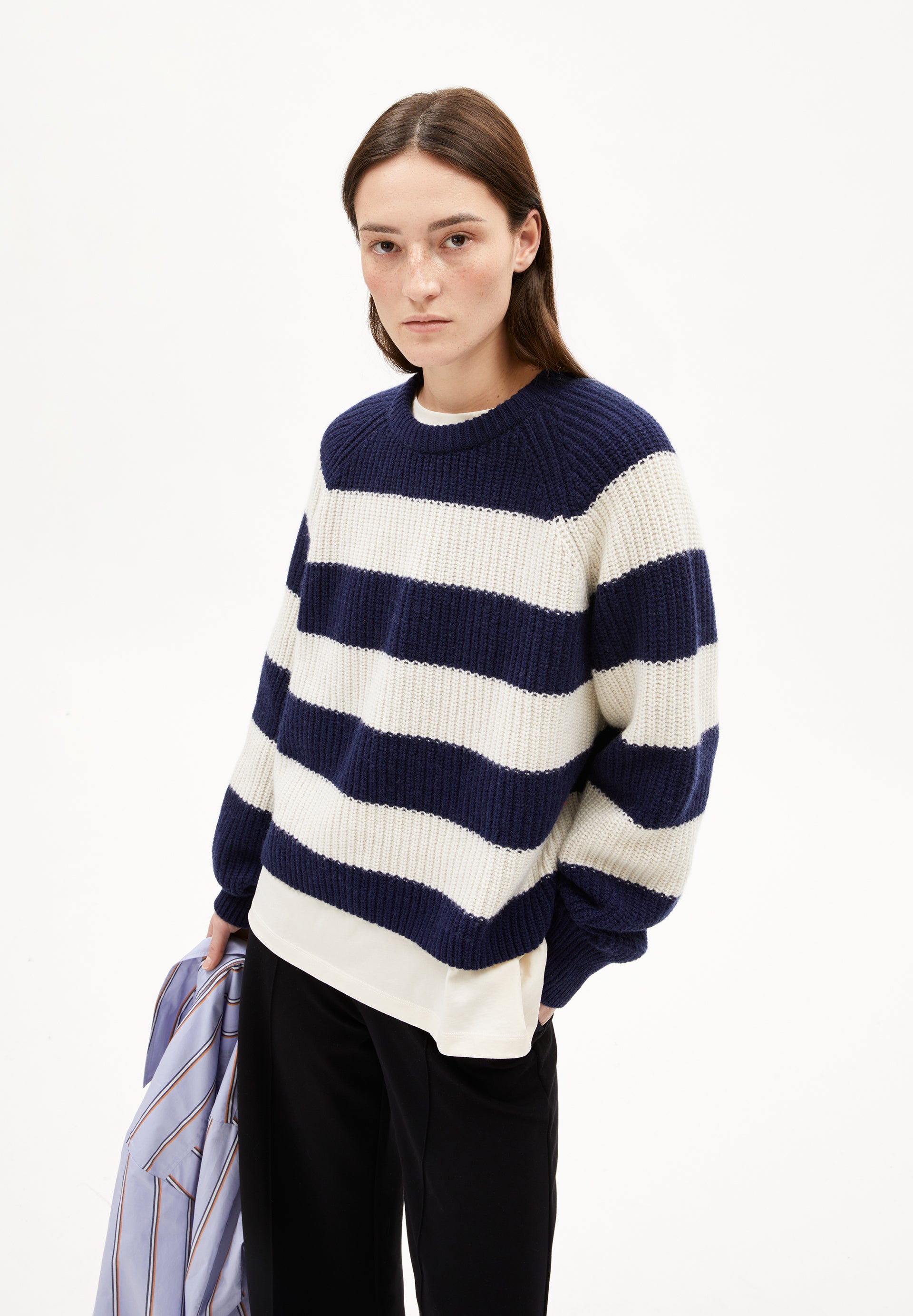 Armedangels Grobstrickpullover KAAGI STRIPES aus Bio-Woll Mix