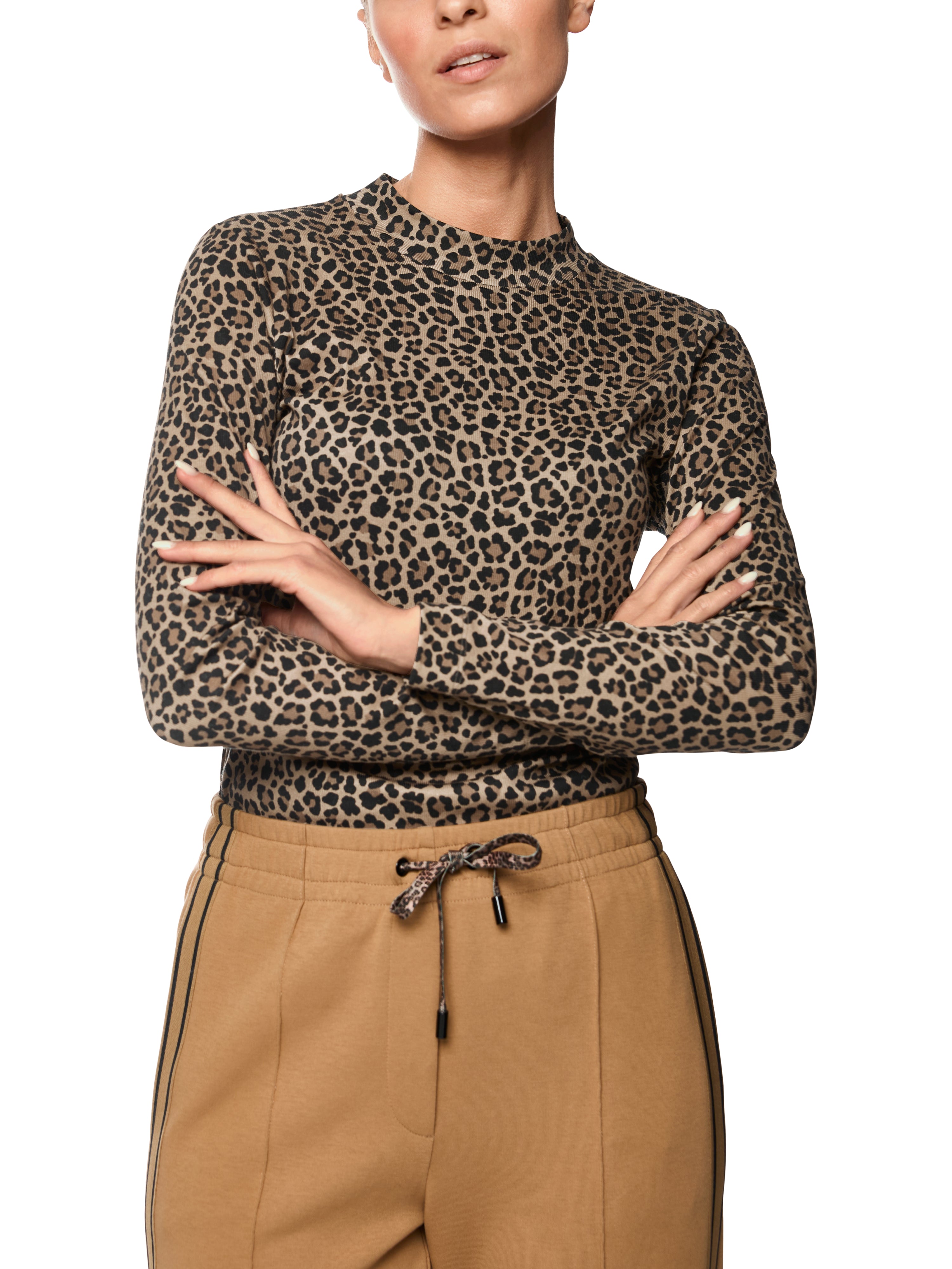 Marc Cain Tailliertes Langarmshirt – Leo-Print