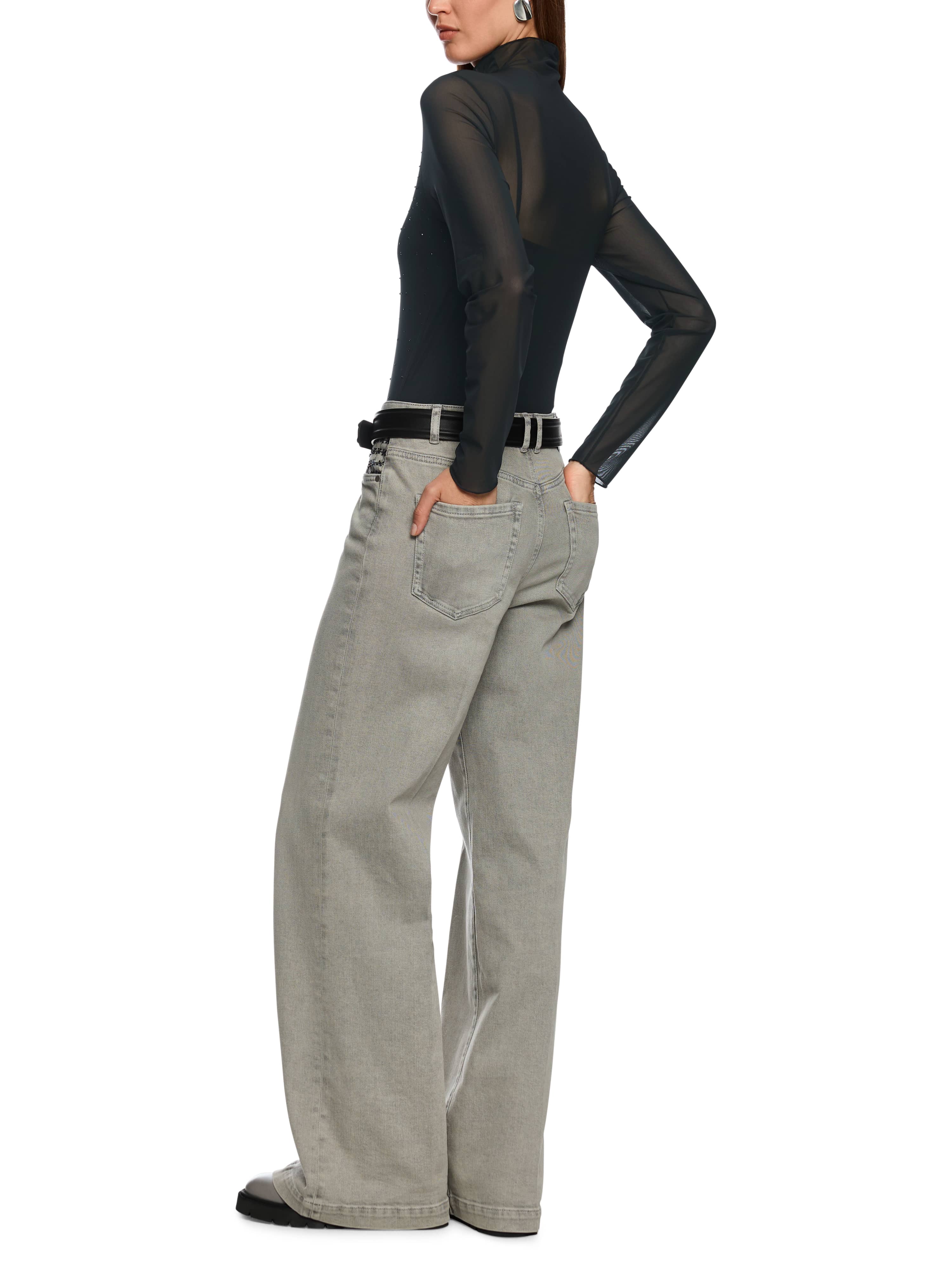 Marc Cain Mesh-Longsleeve mit Hotfixsteinchen
