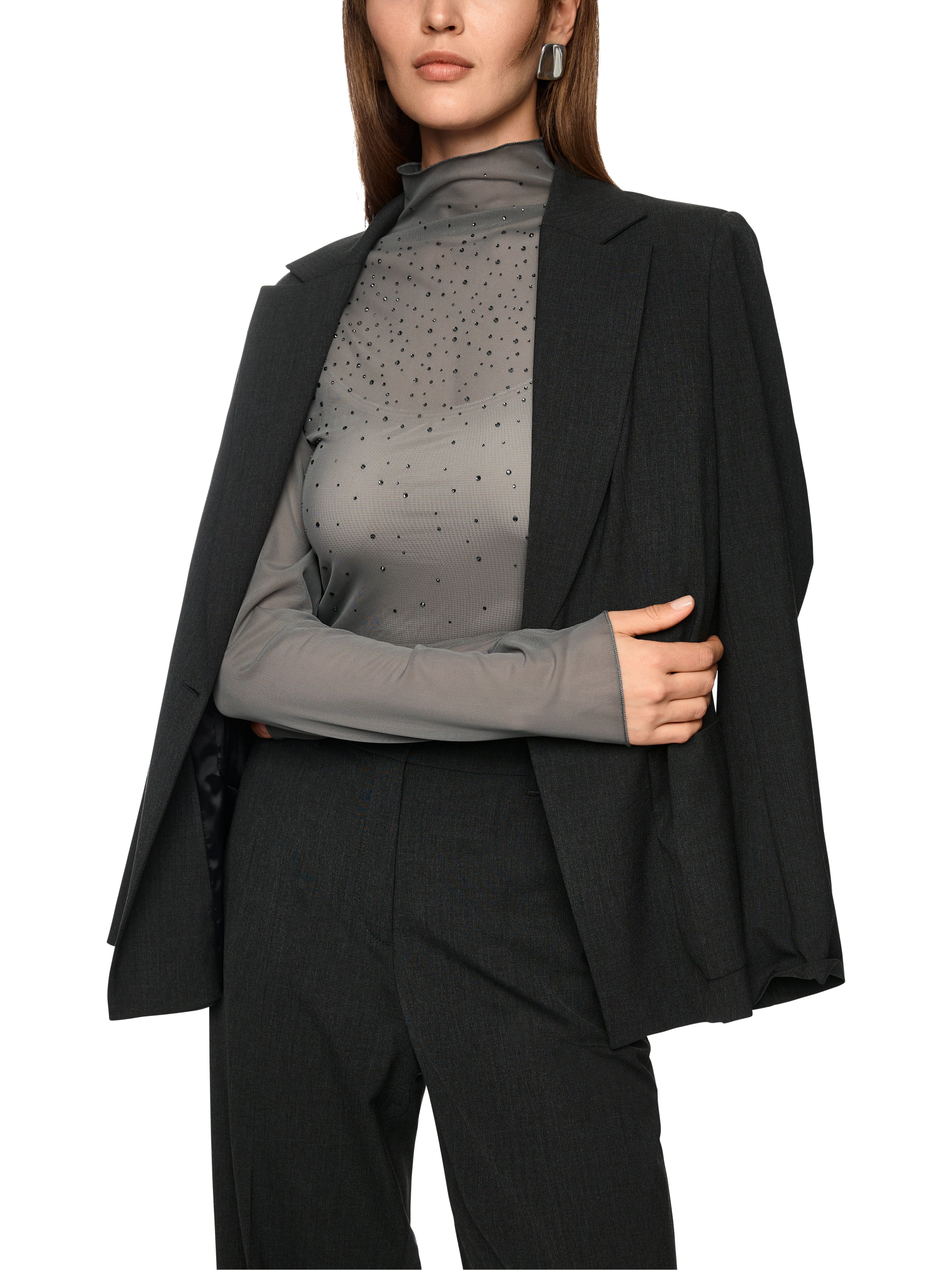 Marc Cain Mesh-Longsleeve mit Hotfixsteinchen