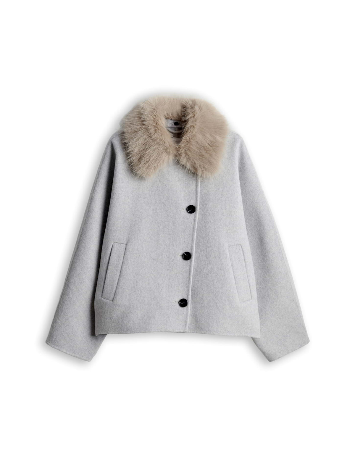 Woll Double Jacke mit abnehmbaren Kragen Regular Fit Hafura