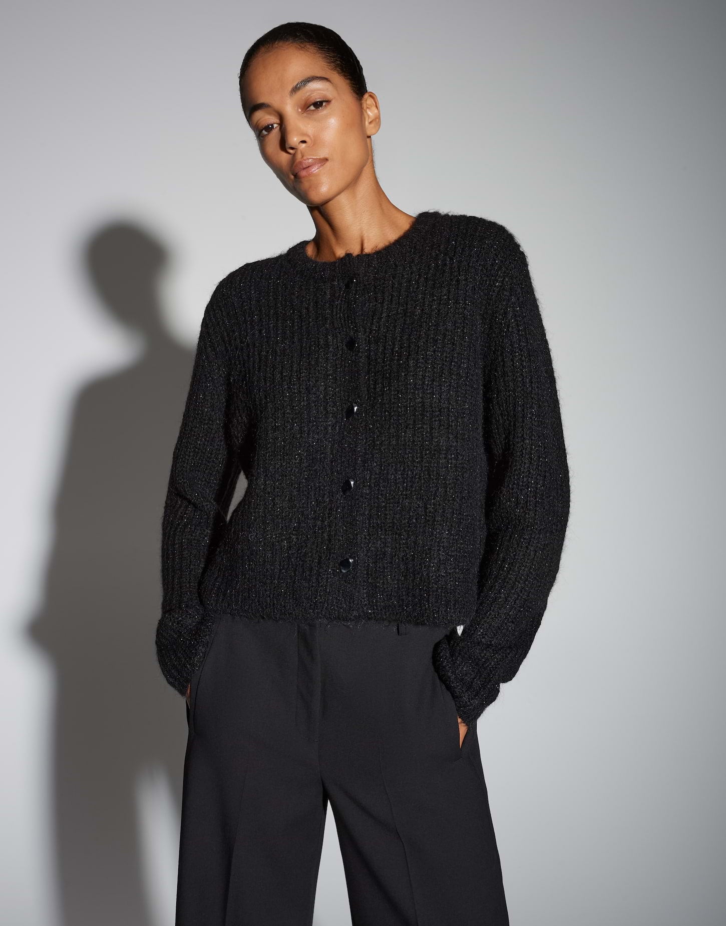 Someday Loose Strickblouson mit Glanz Effekt Tiah