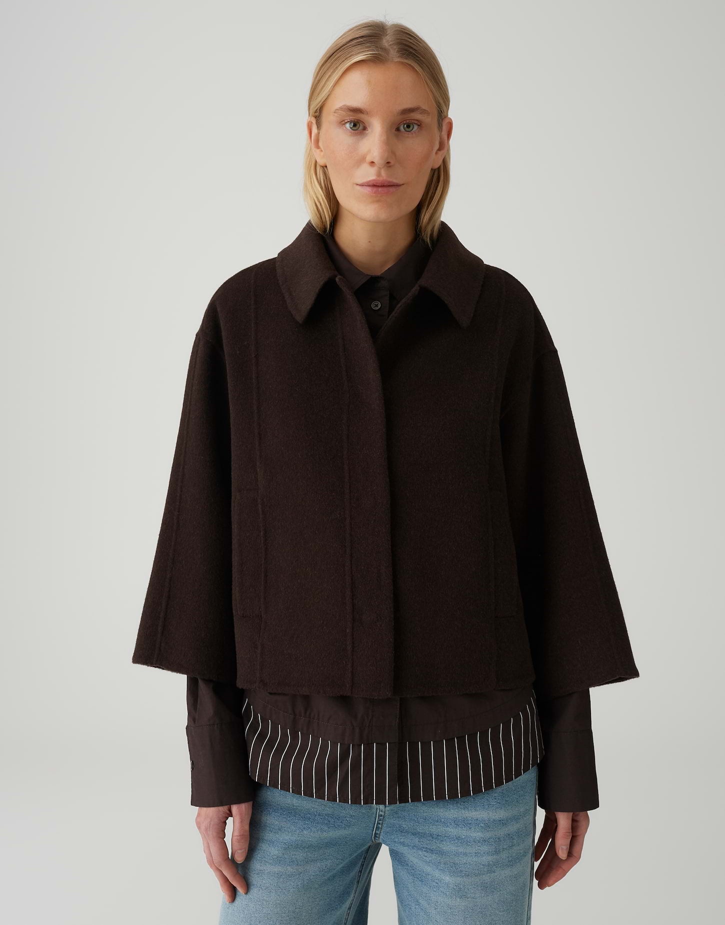 OPUS Verkürzte Wolljacke im Cape Schnitt Regular Fit Haya