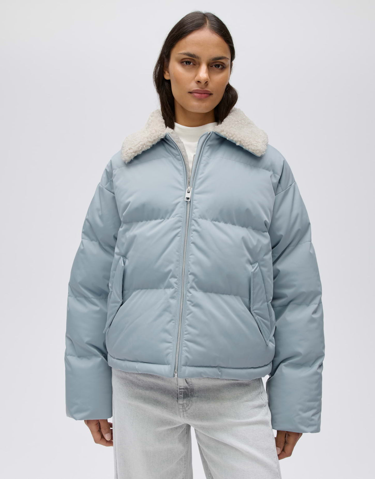 Voluminöse Steppjacke mit Fellimitatkragen Loose Fit Hatchy