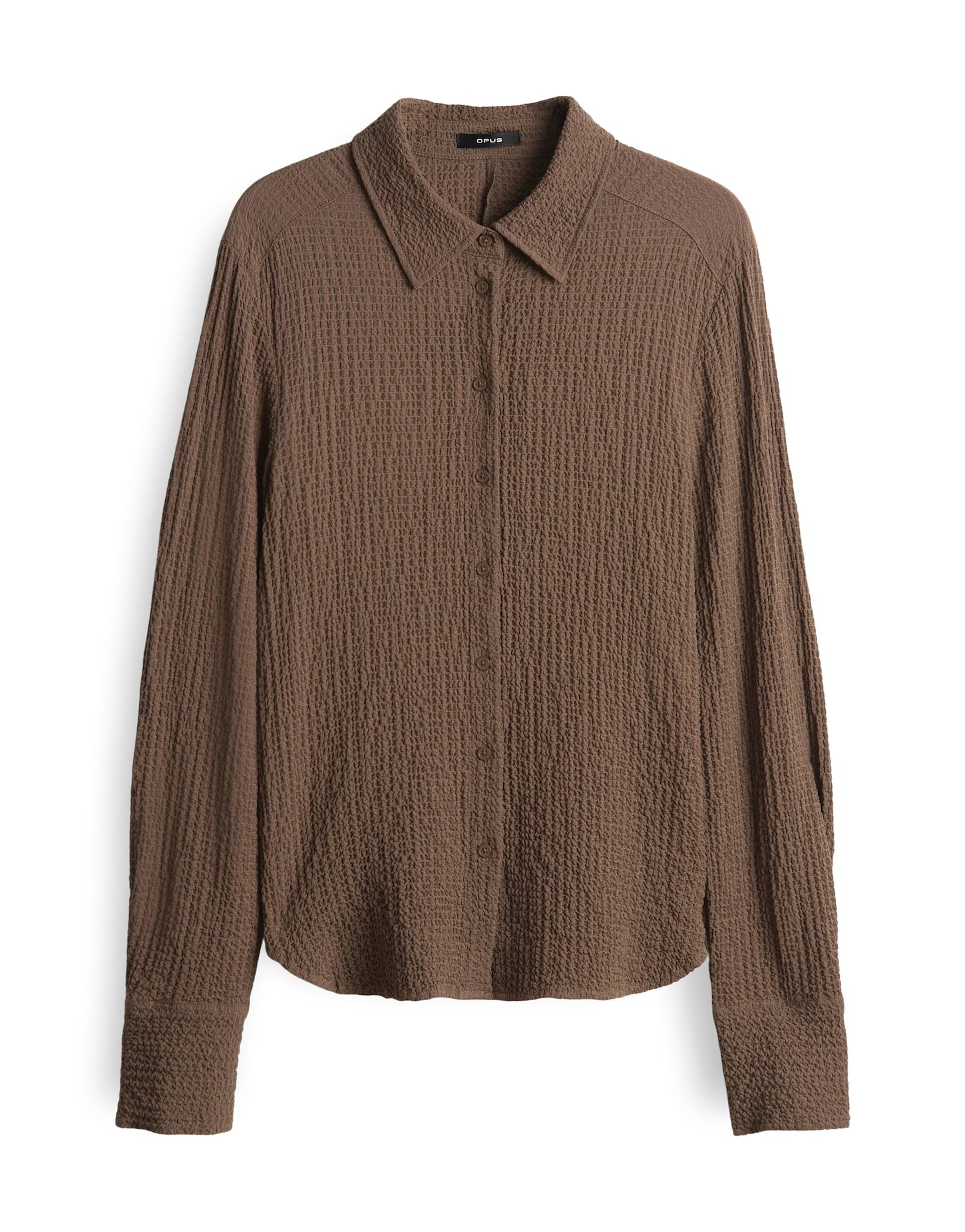 OPUS Slim Langarmbluse mit Seersucker Struktur Frive