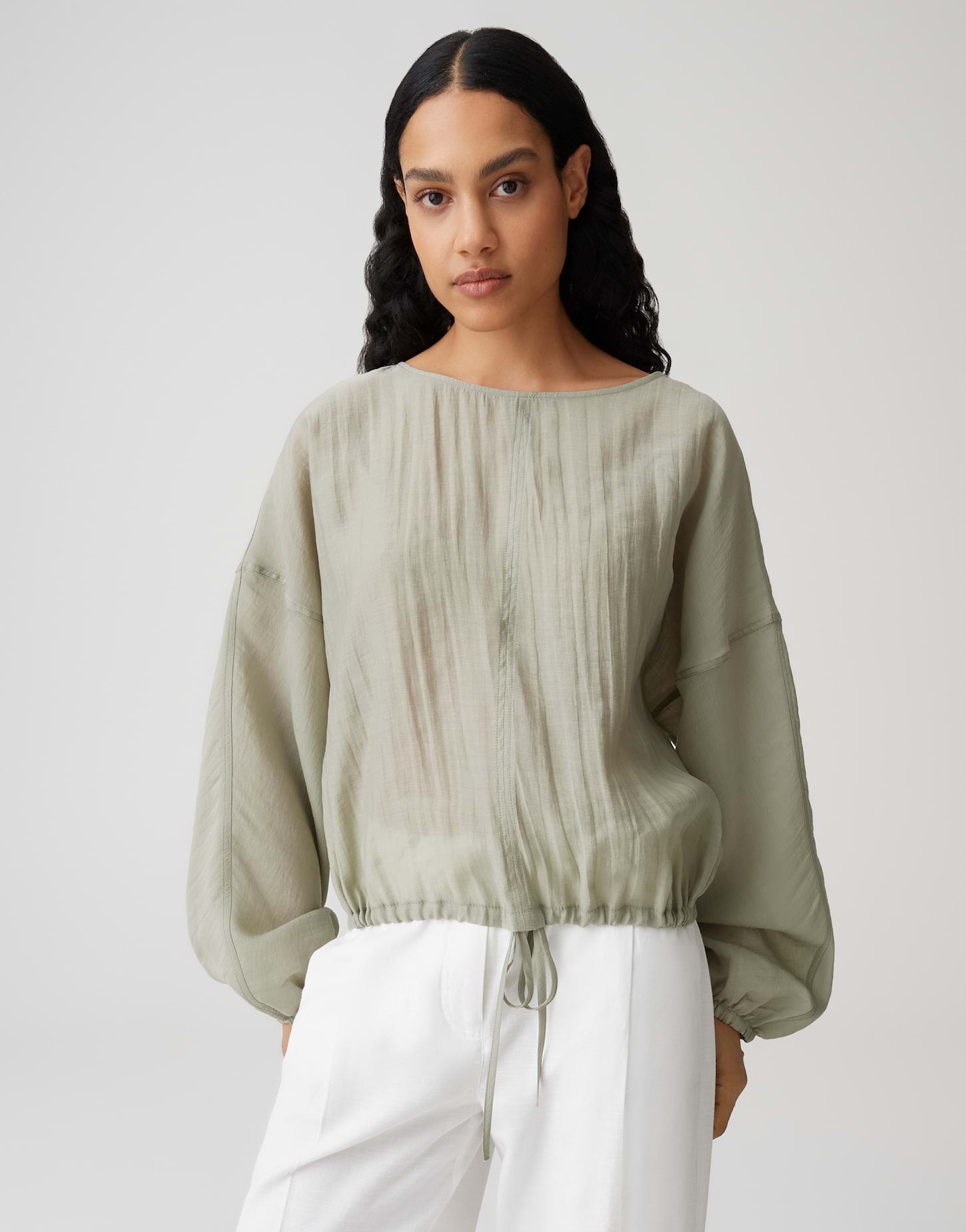 OPUS Semitransparente Bluse mit Tunnelzug Loose Fit Filla