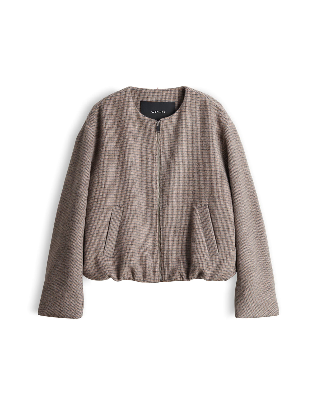 Karierte Kurzjacke mit abnehmbaren Schal Regular Fit Hessina