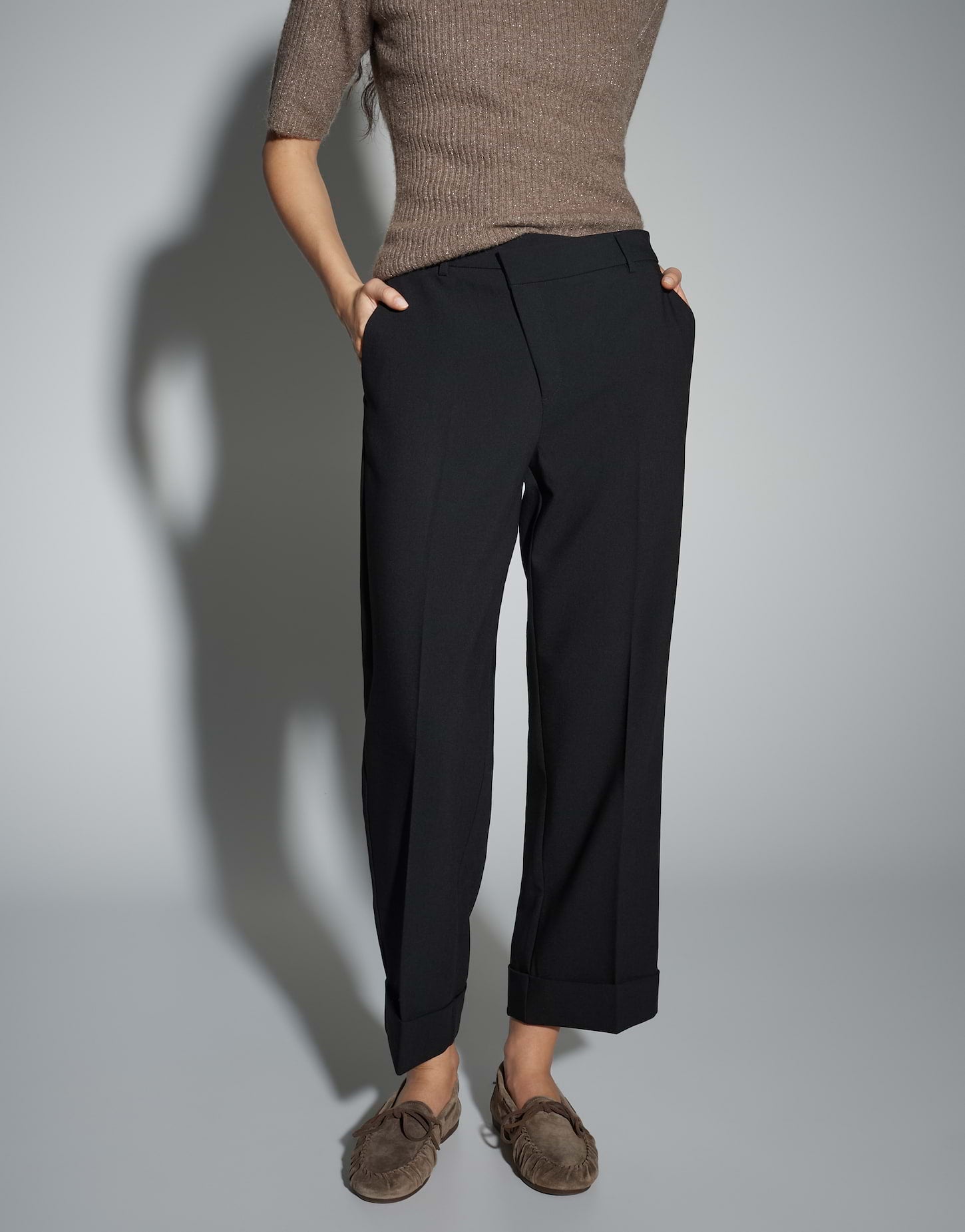 OPUS City Pants aus elastischem Viskosemix Meeri crisscross