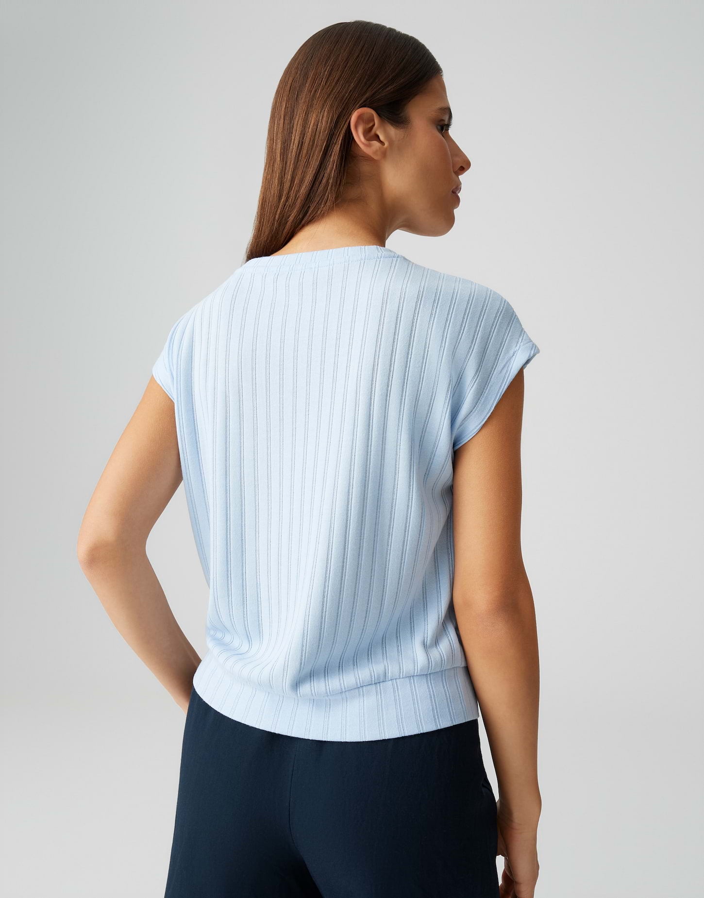 OPUS Jerseyshirt mit semitransparenter Rippenstruktur Regular Fit Sapino