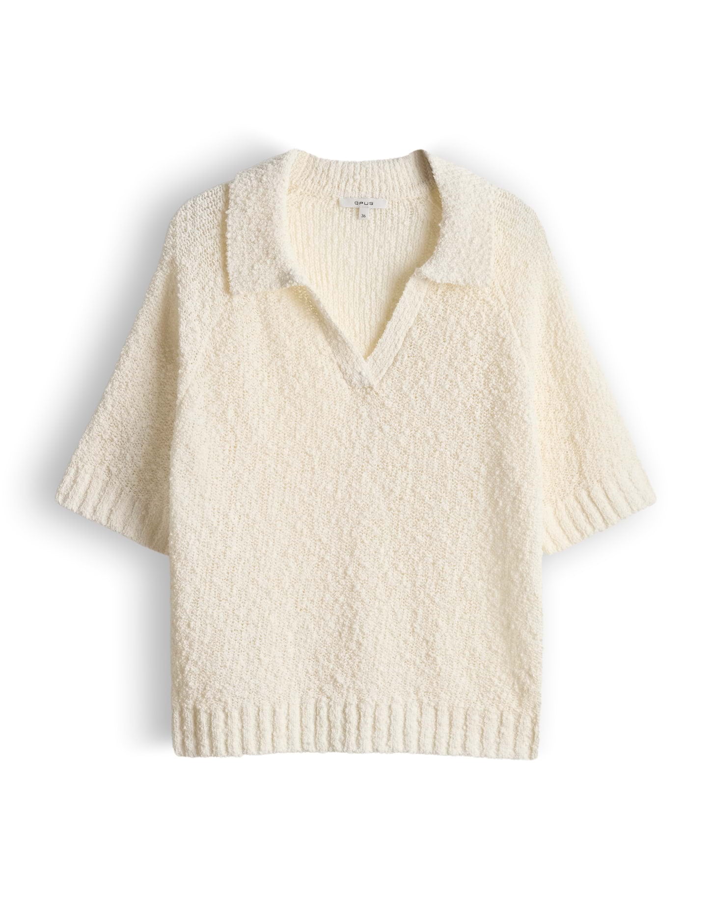 OPUS Kurzarmstricker aus Bouclégarn Slim Fit Posilly