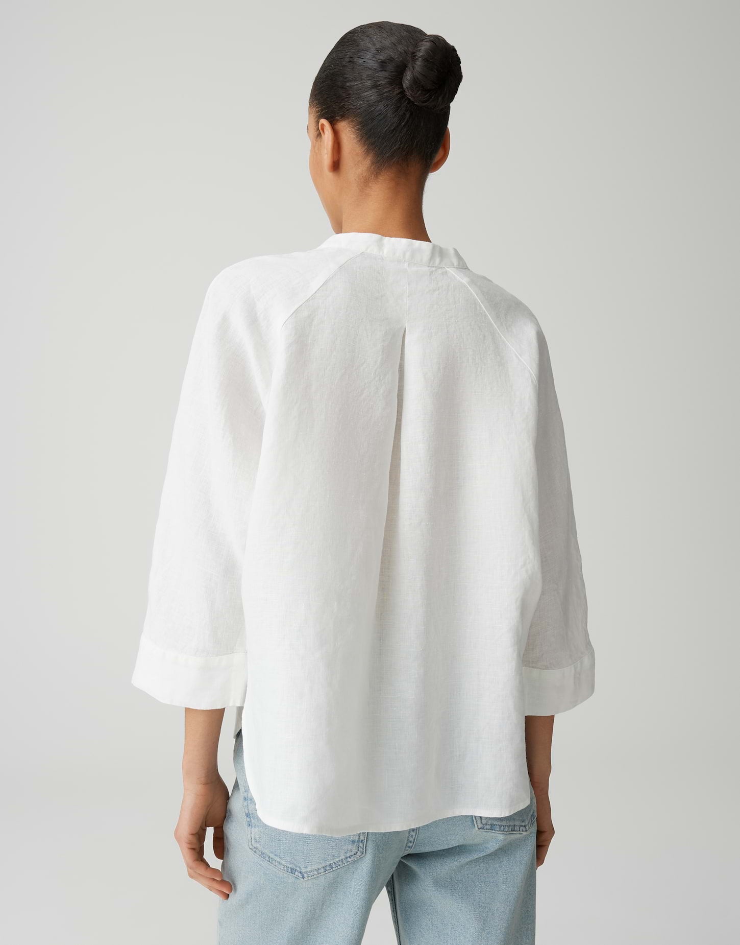 OPUS Stehkragenbluse aus reinem Leinen Regular Fit Fulis