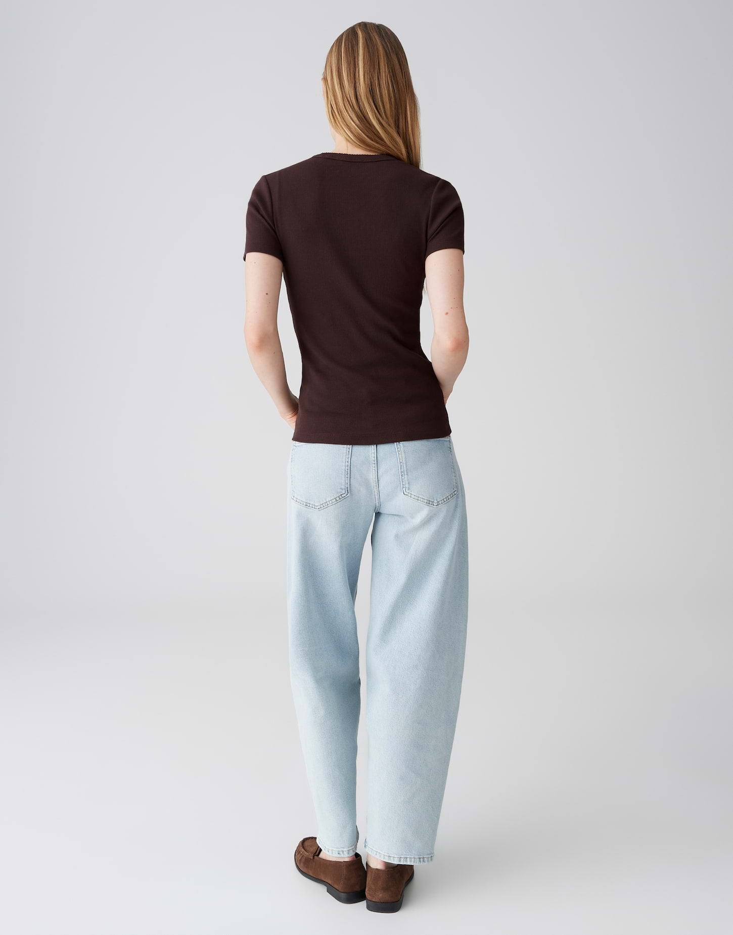 OPUS Basicshirt mit Muschelkante Slim Fit Samuna scallop