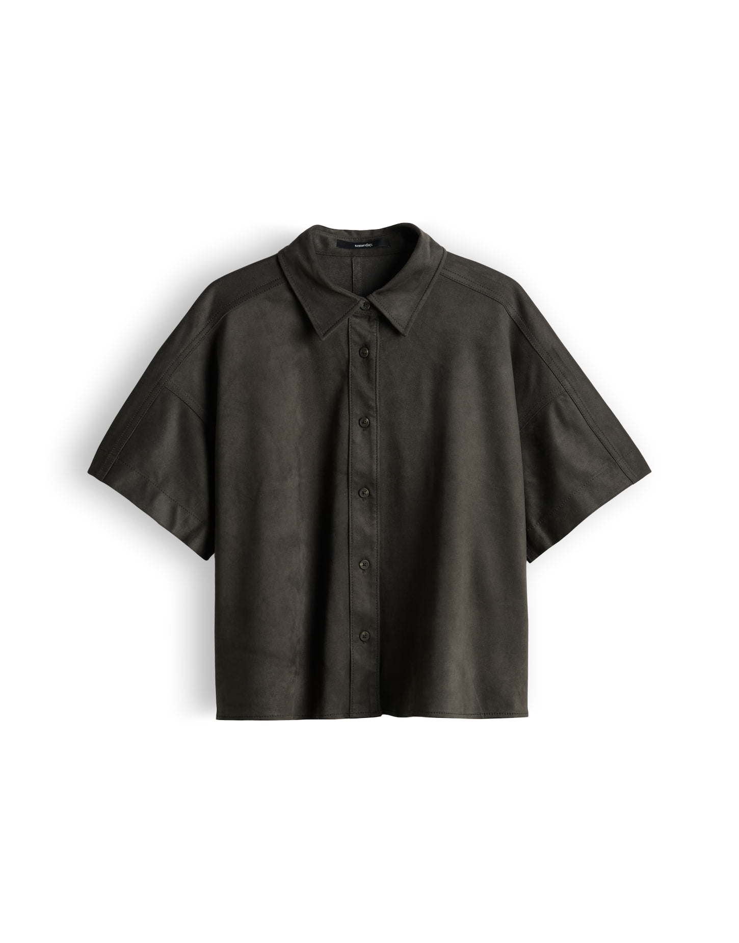someday Kurzarmbluse aus Velourslederimitat Loose Fit Ztina