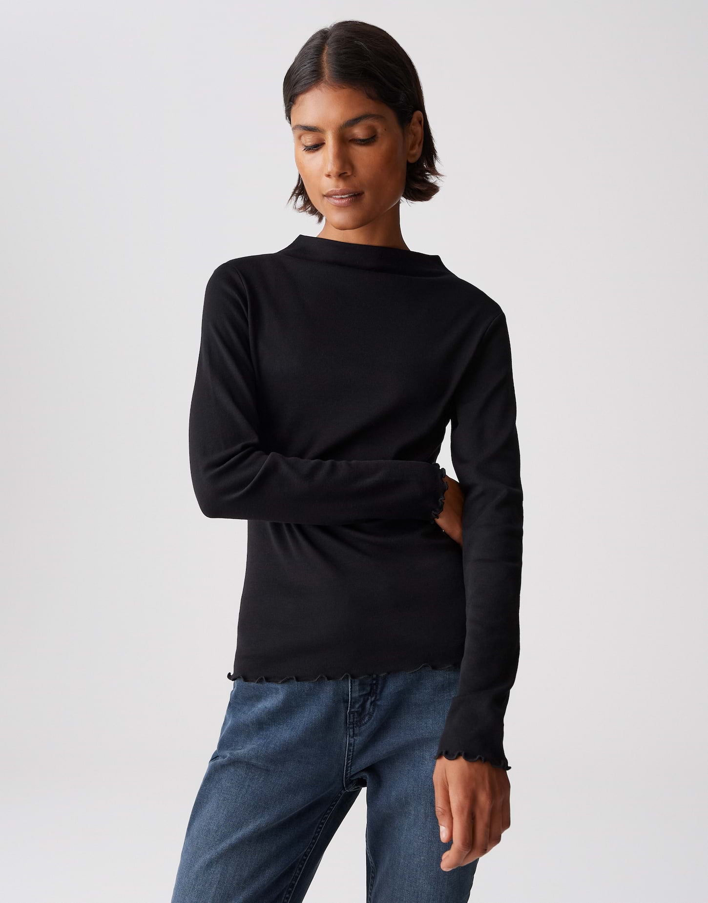 OPUS Slim Rippshirt aus weichem Jersey Soninchen