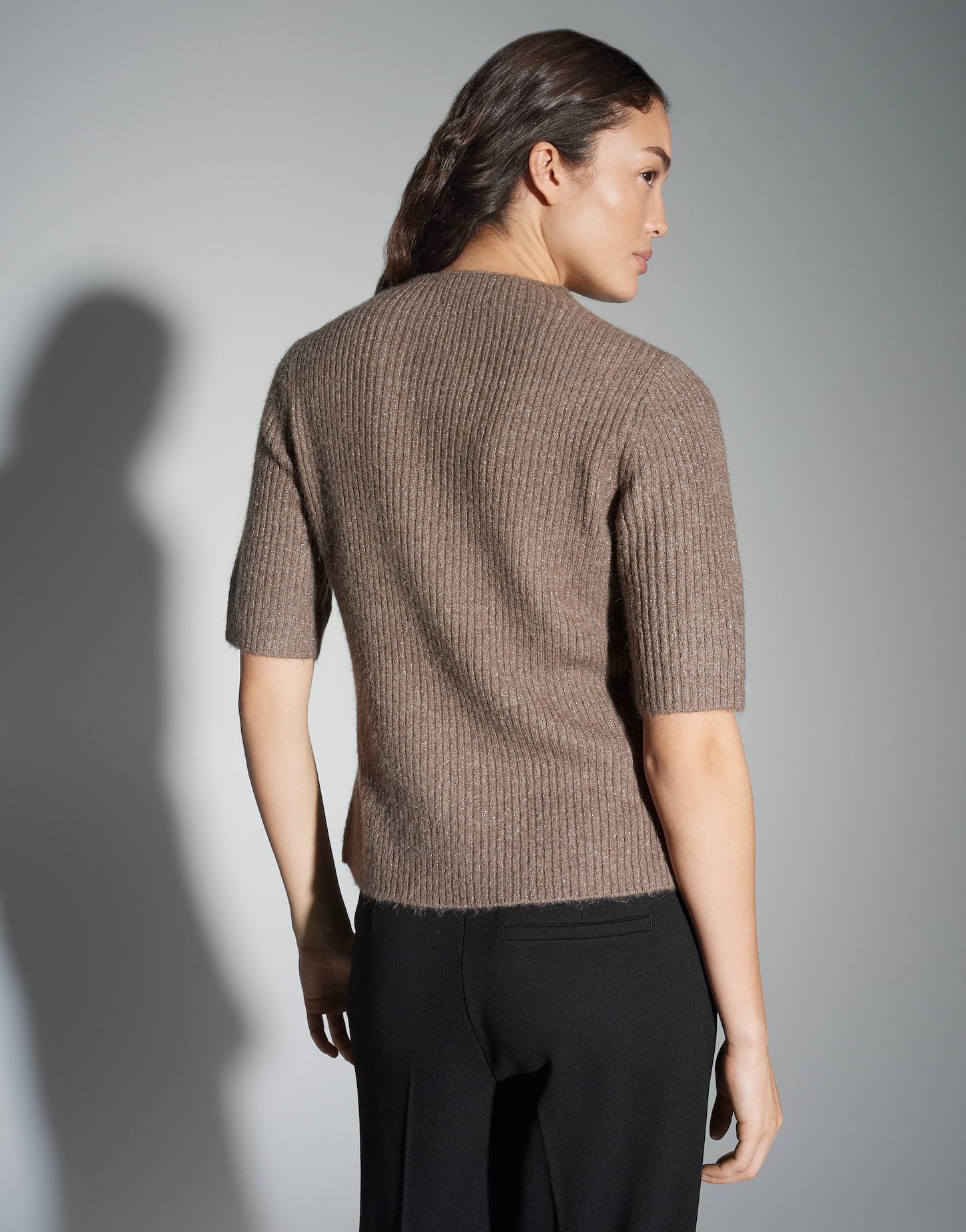 OPUS Slim Rippstrickpullover mit Lurexgarn Pedgi