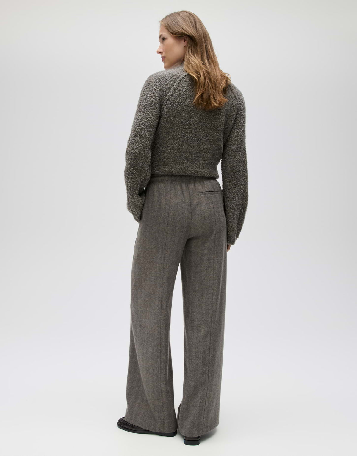 Wide Leg Pants mit Komfortbund Melane herringbone