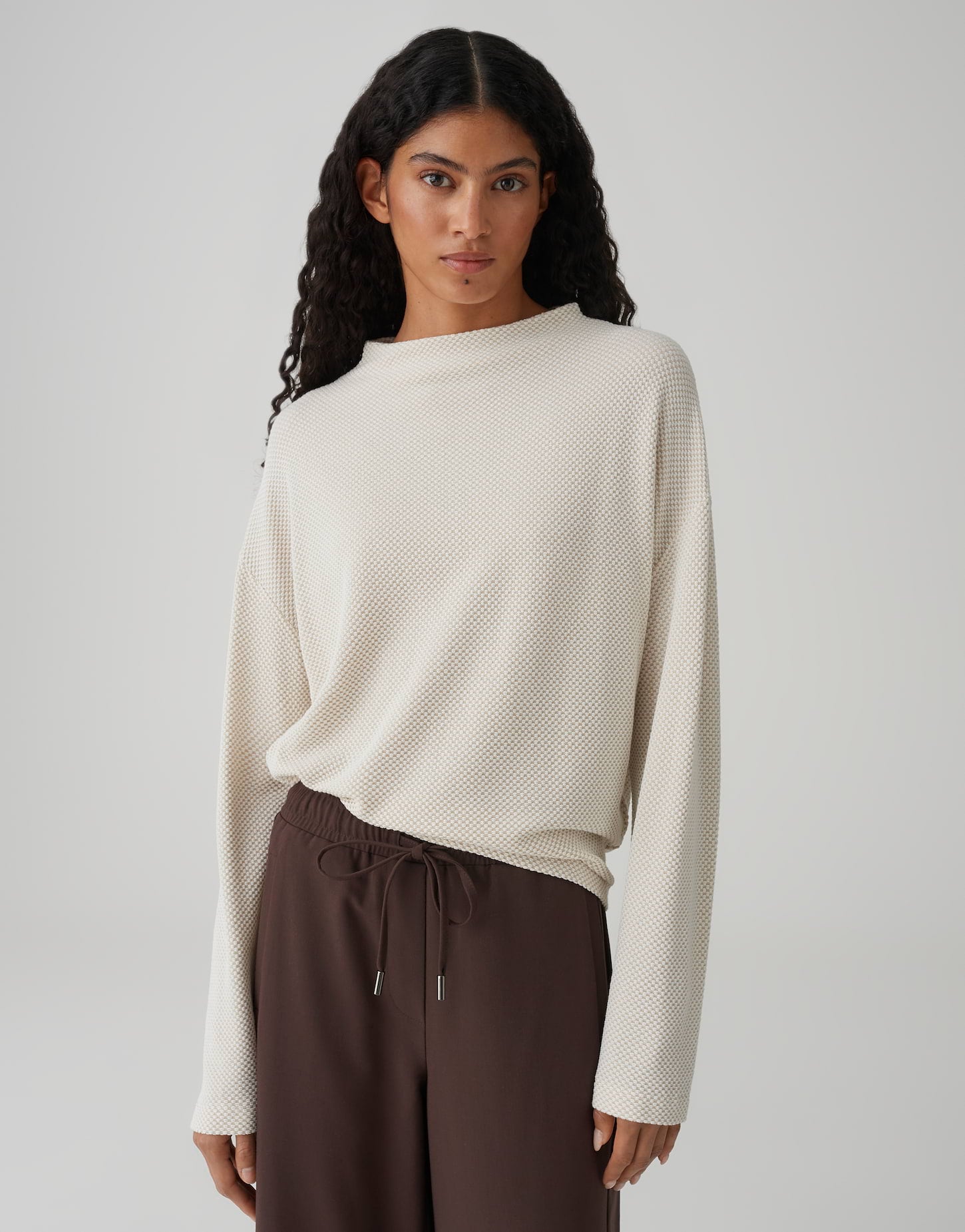 OPUS Longsleeve mit zweifarbiger Textur Regular Fit Serata
