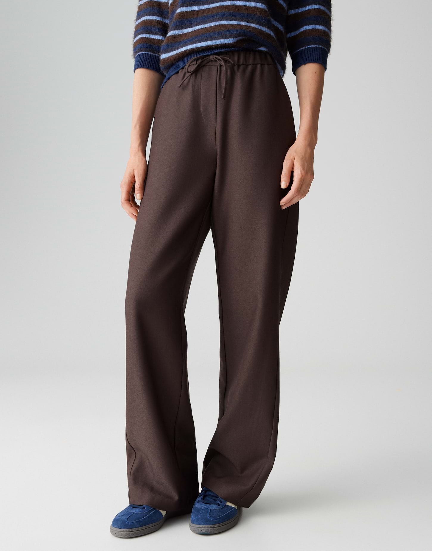 OPUS Wide Leg Pants mit Twillstruktur Melane dynamic