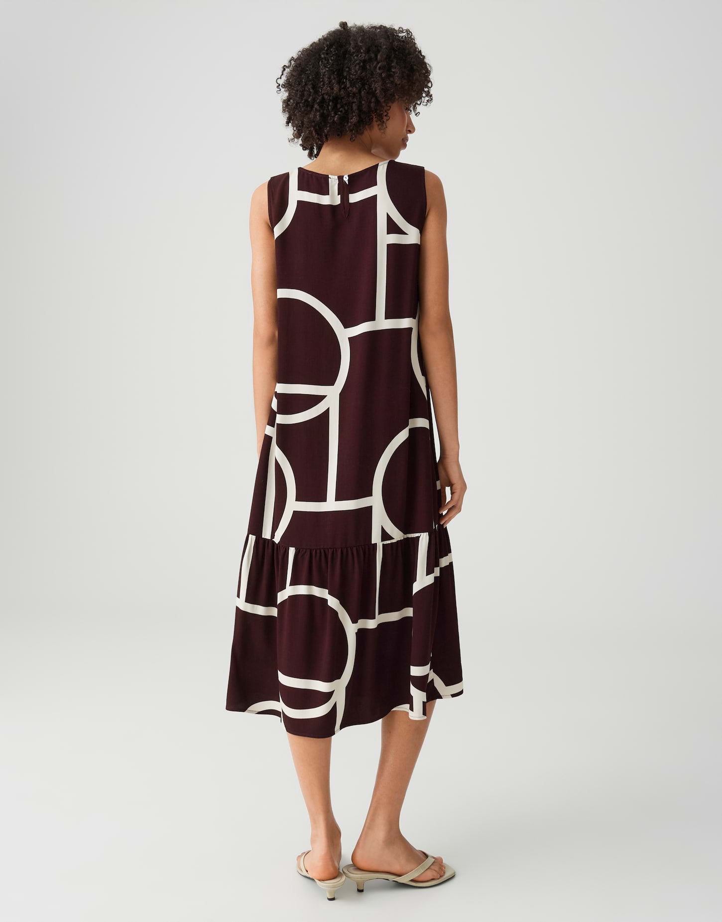 OPUS Bedrucktes Midikleid mit Volant Wicy atelier