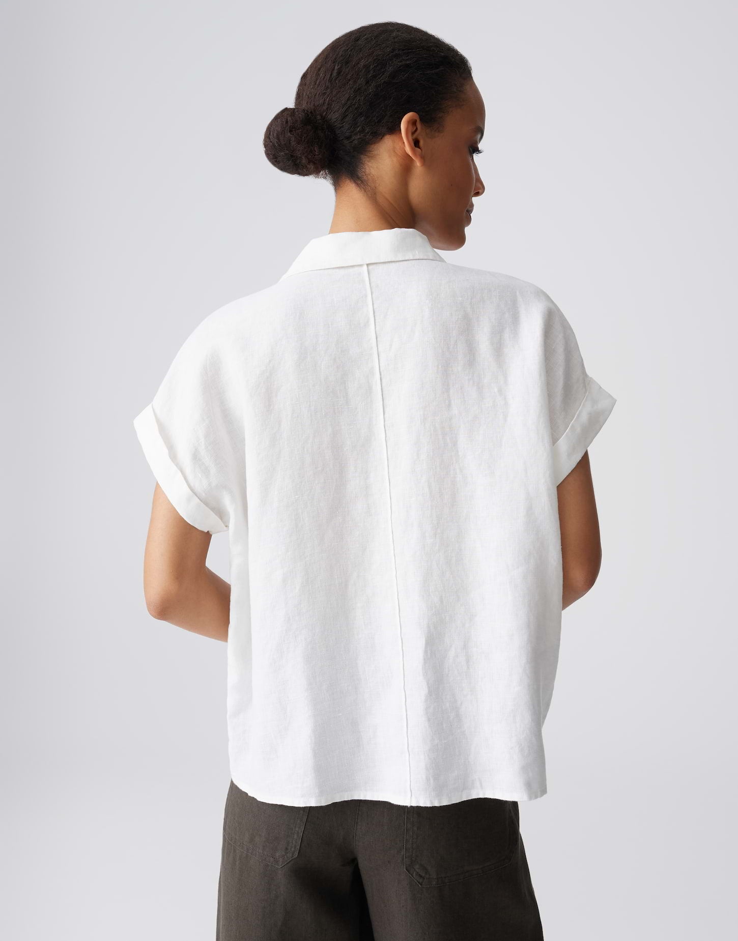 OPUS Leinenbluse mit dreidimensionalen Karo Regular Fit Felila