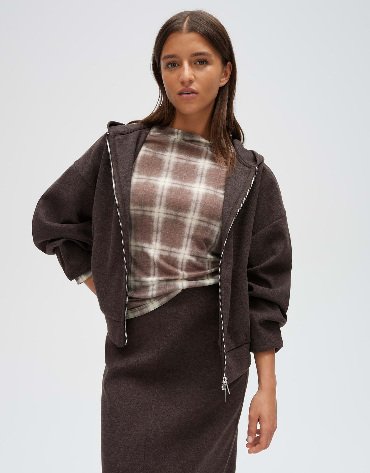 Kapuzenjacke aus gebondetem Sweat Regular Fit Geisi