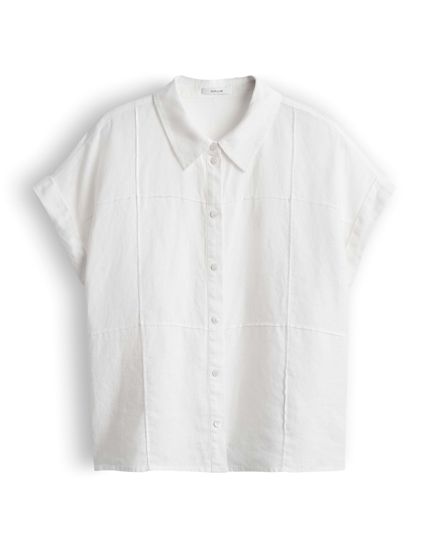 OPUS Leinenbluse mit dreidimensionalen Karo Regular Fit Felila