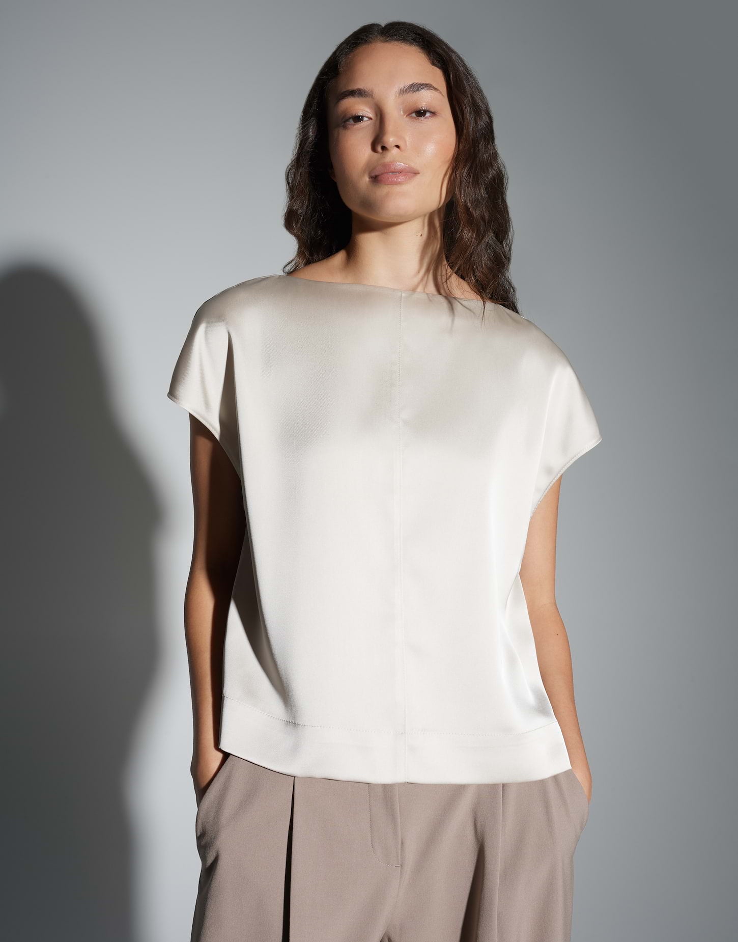 OPUS Regular Shirtbluse aus glänzendem Satin Festiva