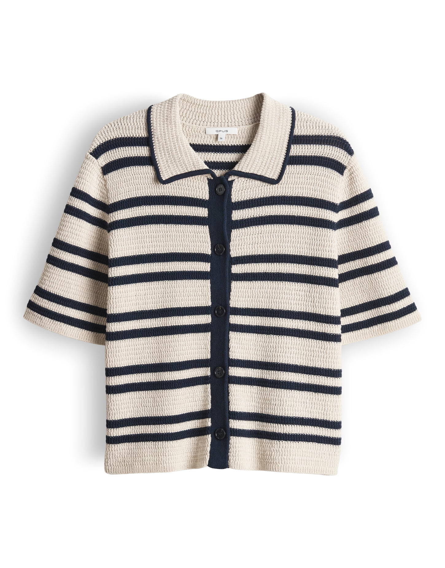 OPUS Gestreifter Strickcardigan in Häkeloptik Slim Fit Dertiny