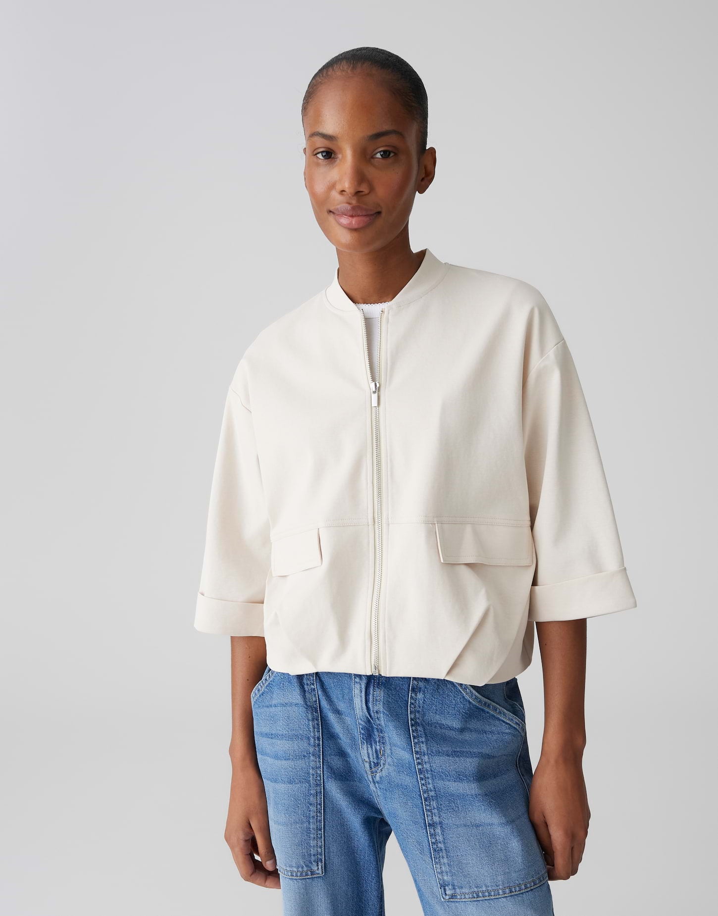OPUS Sweatjacke im Blouson Stil Loose Fit Goros