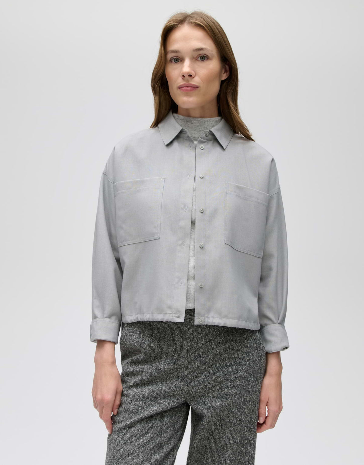 Flanellbluse mit Tunnelzug im Saum Regular Fit Felanga