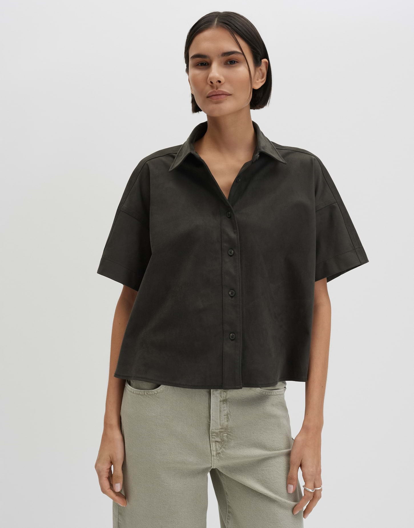 someday Kurzarmbluse aus Velourslederimitat Loose Fit Ztina