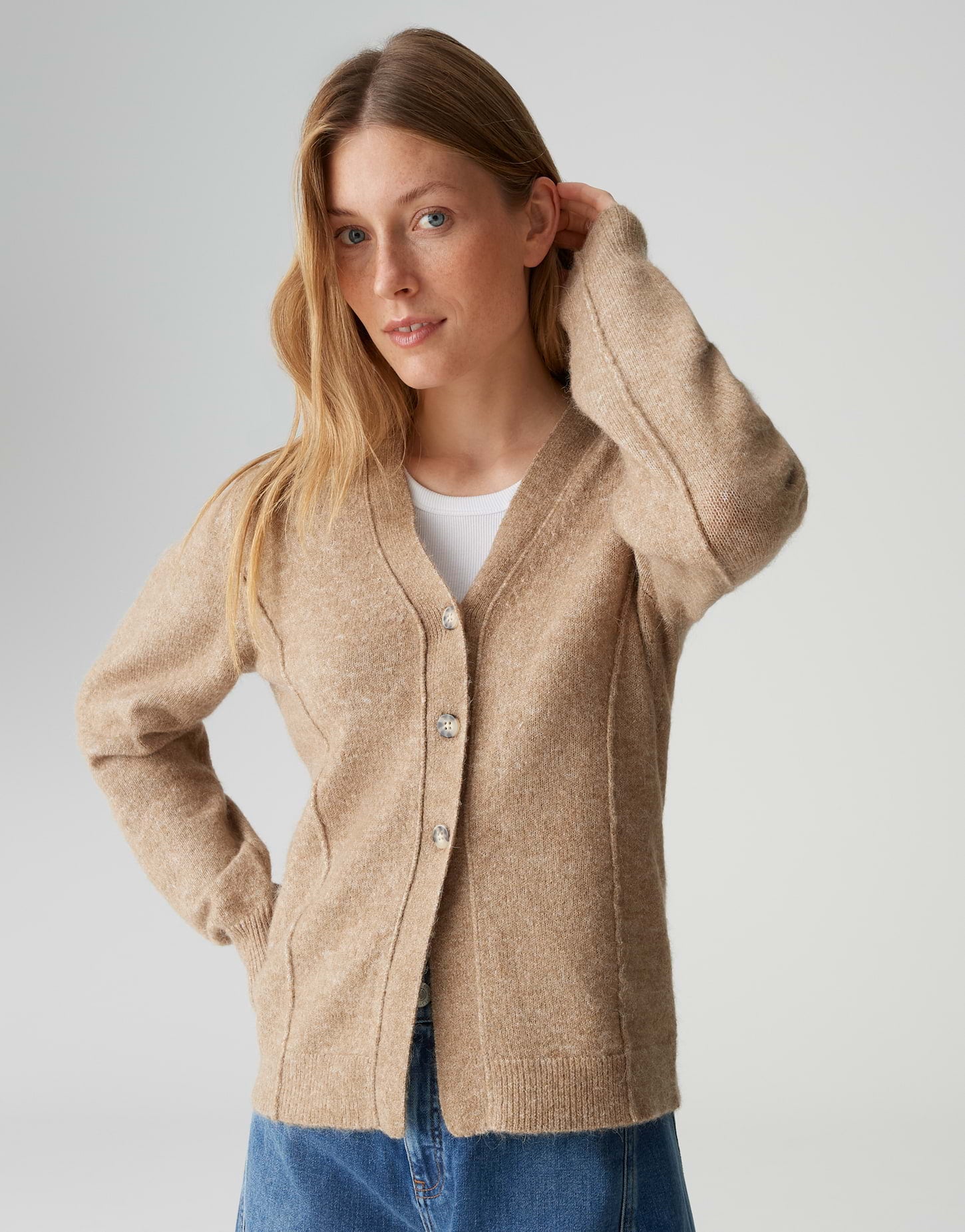 OPUS Slim taillierte Strickjacke im Alpaka Wollmix Dariel