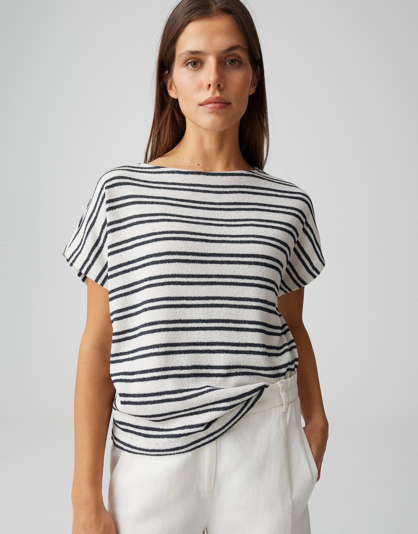 OPUS Gestreiftes Jerseyshirt in Strickoptik Regular Fit Sostal