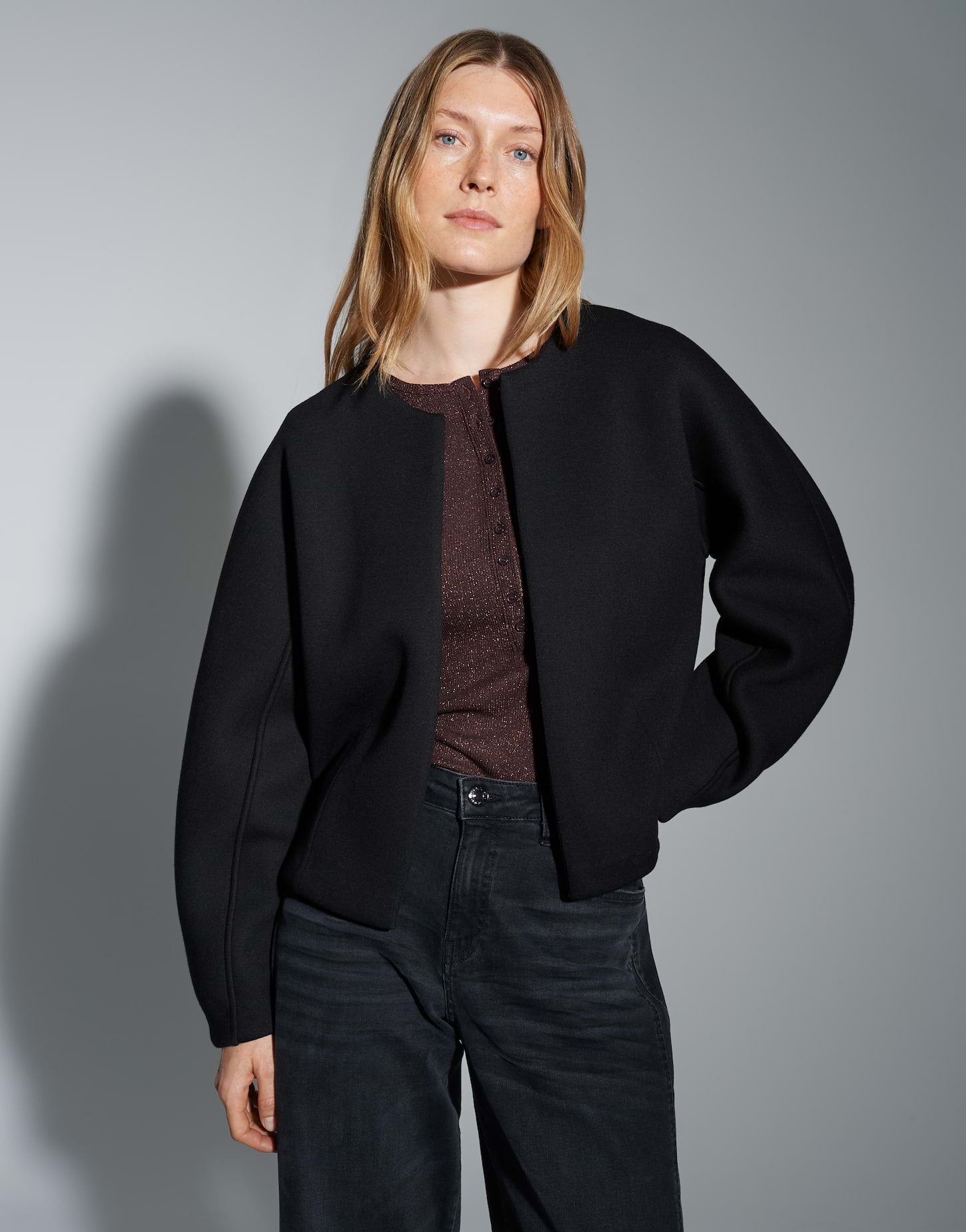 OPUS Boxy Sweatjacke aus Scuba Sweat Gemuri