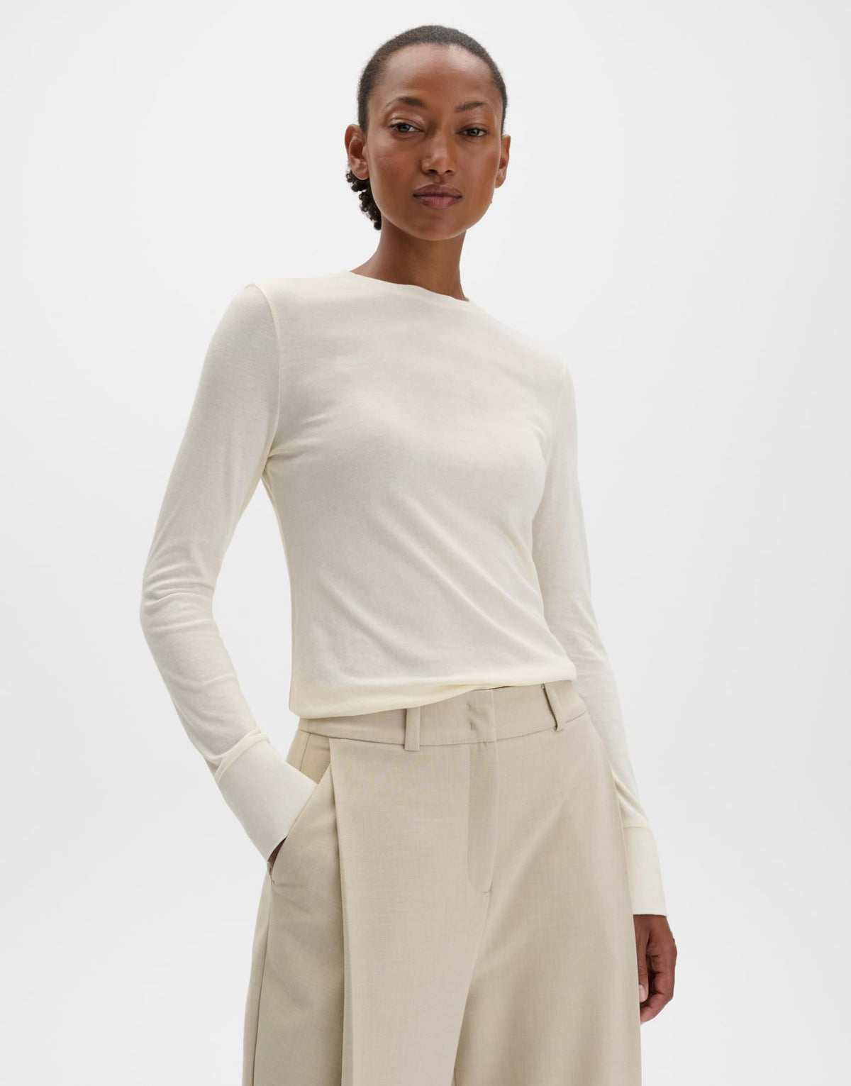 Longsleeve mit Knopfdetail am Ärmelsaum Slim Fit Kedi