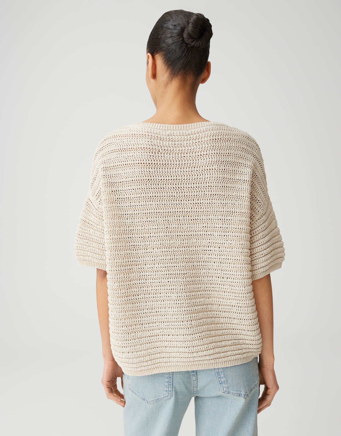 OPUS Strickpullover in Lochstruktur Loose Fit Pinse breath